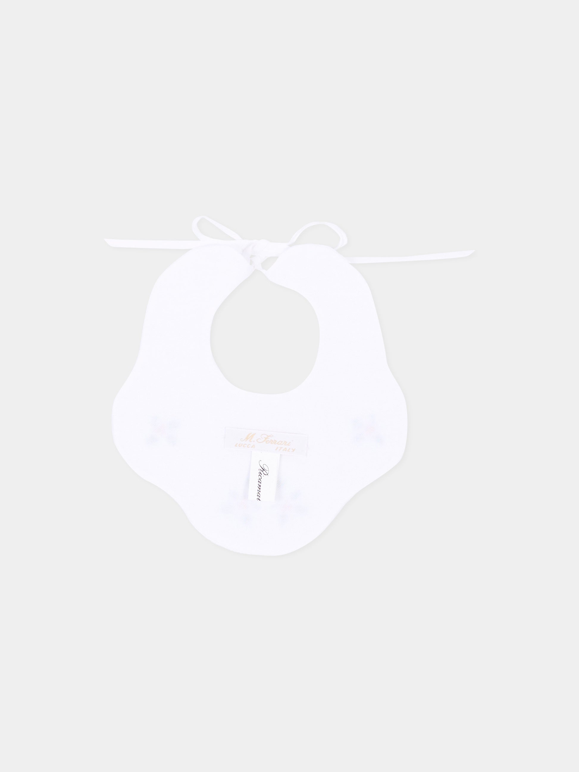 Bavaglino bianco per neonata ricamato,Mariella Ferrari,BAS17