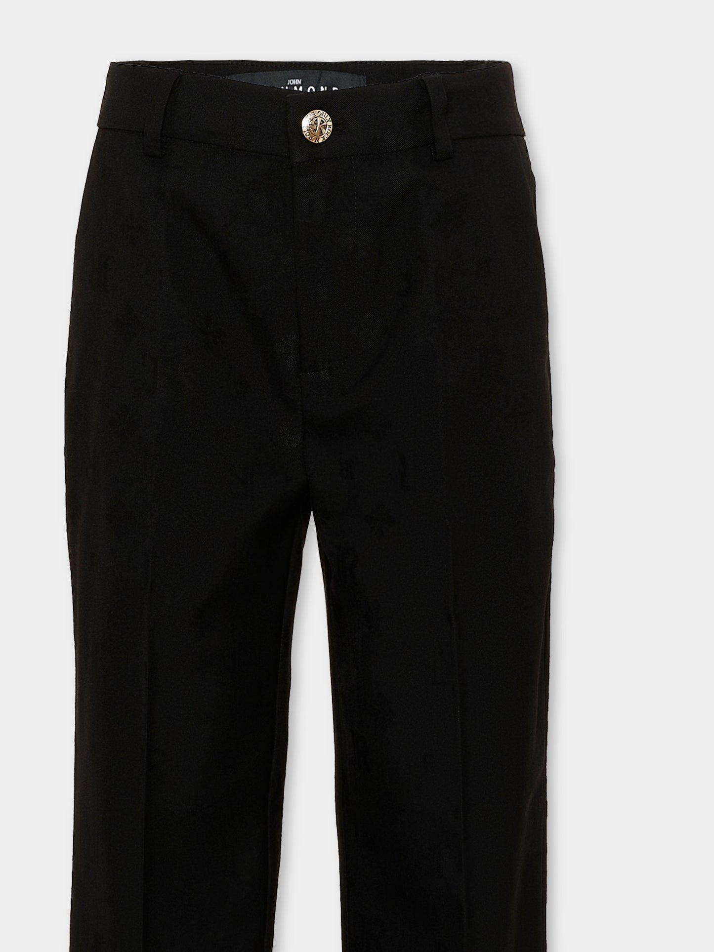 Pantaloni neri per bambino con logo,Richmond,RBA26101PA JR_M.BLACK JR MONOGRAM BLACK