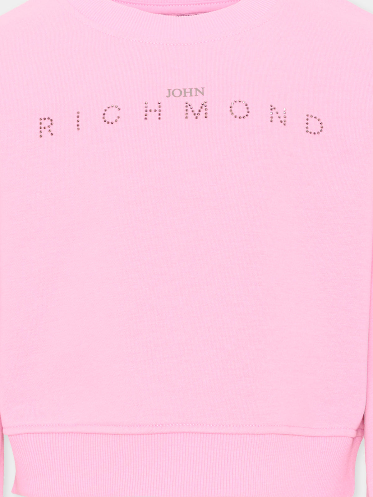 Felpa rosa per bambina con logo,Richmond,RGA26085FE PINK_BEG. PINK BEGONIA