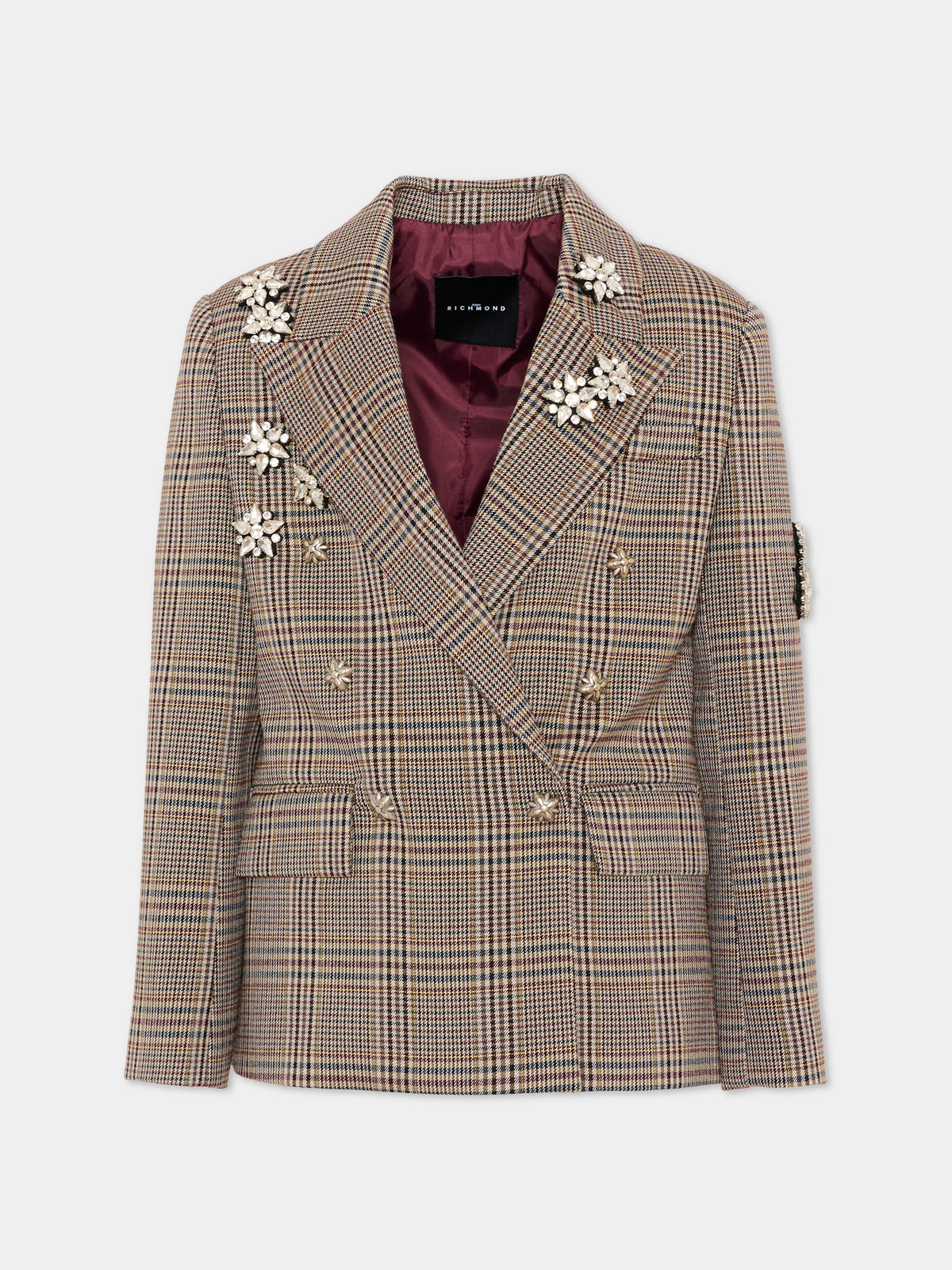 Giacca marrone per bambina con check,Richmond,RGA26133GC FANT.CHECK FANT.CHECK