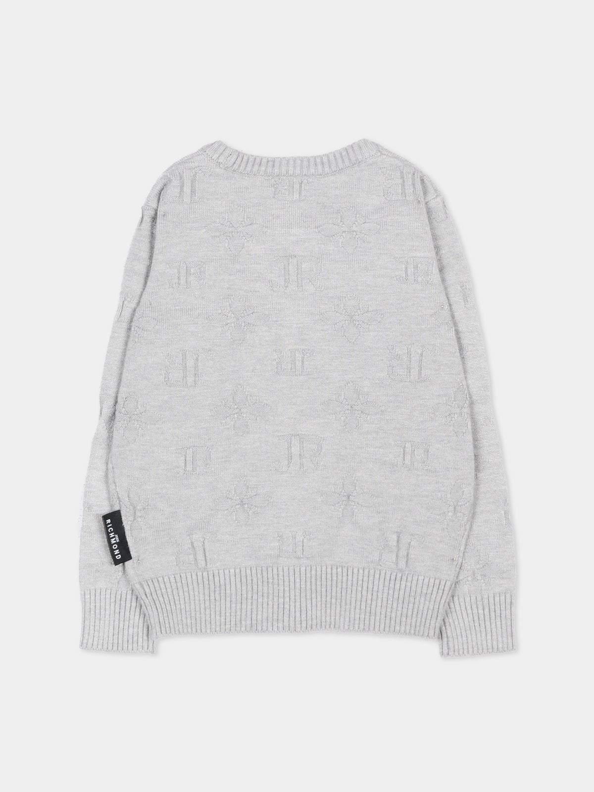 Cardigan grigio per neonato con logo,Richmond,RIA26055CD JR_M.GREY JR MONOGRAM GREY
