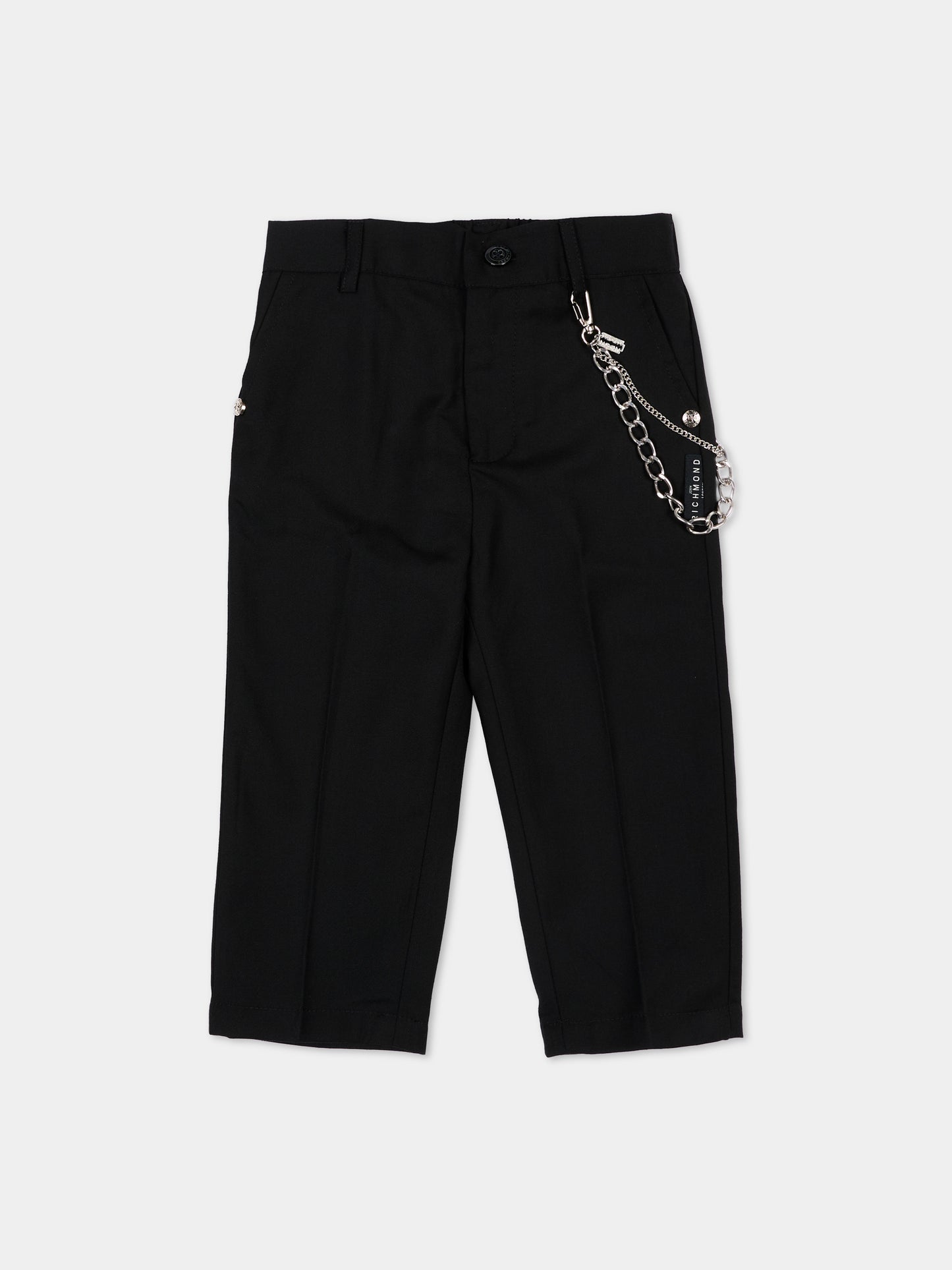 Pantaloni nero per neonato con catena,Richmond,RIA26065PA BLACK BLACK