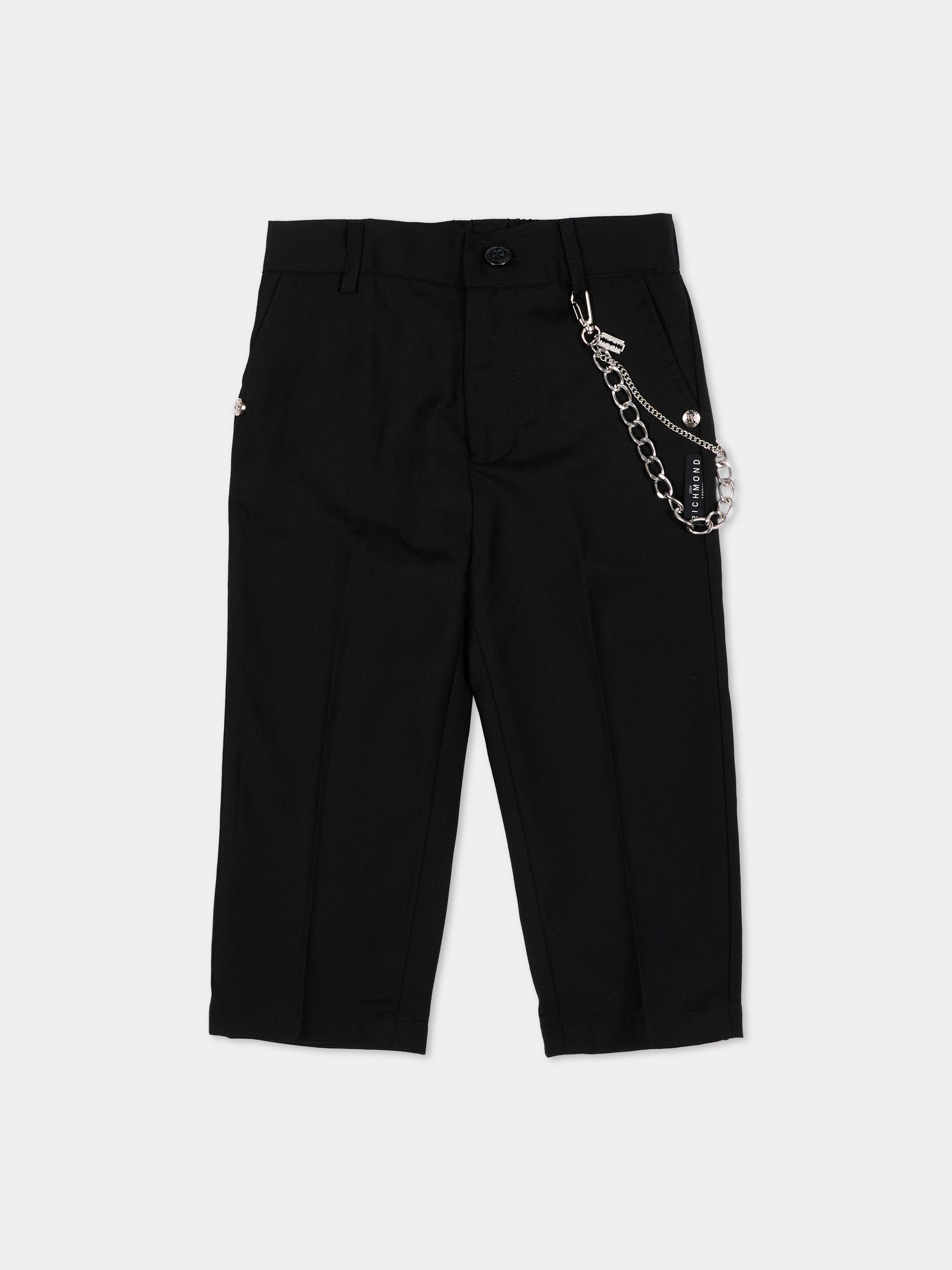 Pantaloni nero per neonato con catena,Richmond,RIA26065PA BLACK BLACK