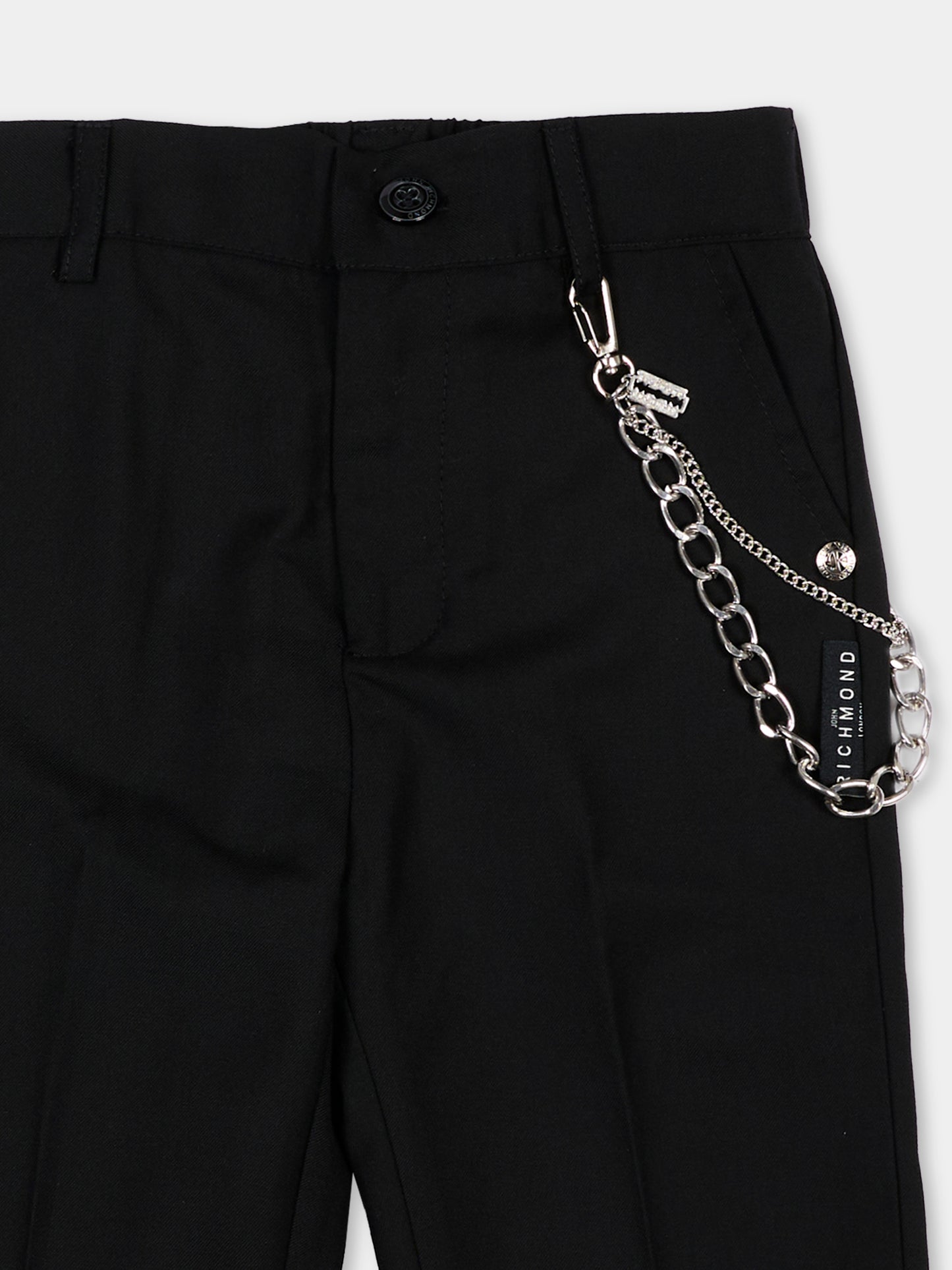 Pantaloni nero per neonato con catena,Richmond,RIA26065PA BLACK BLACK