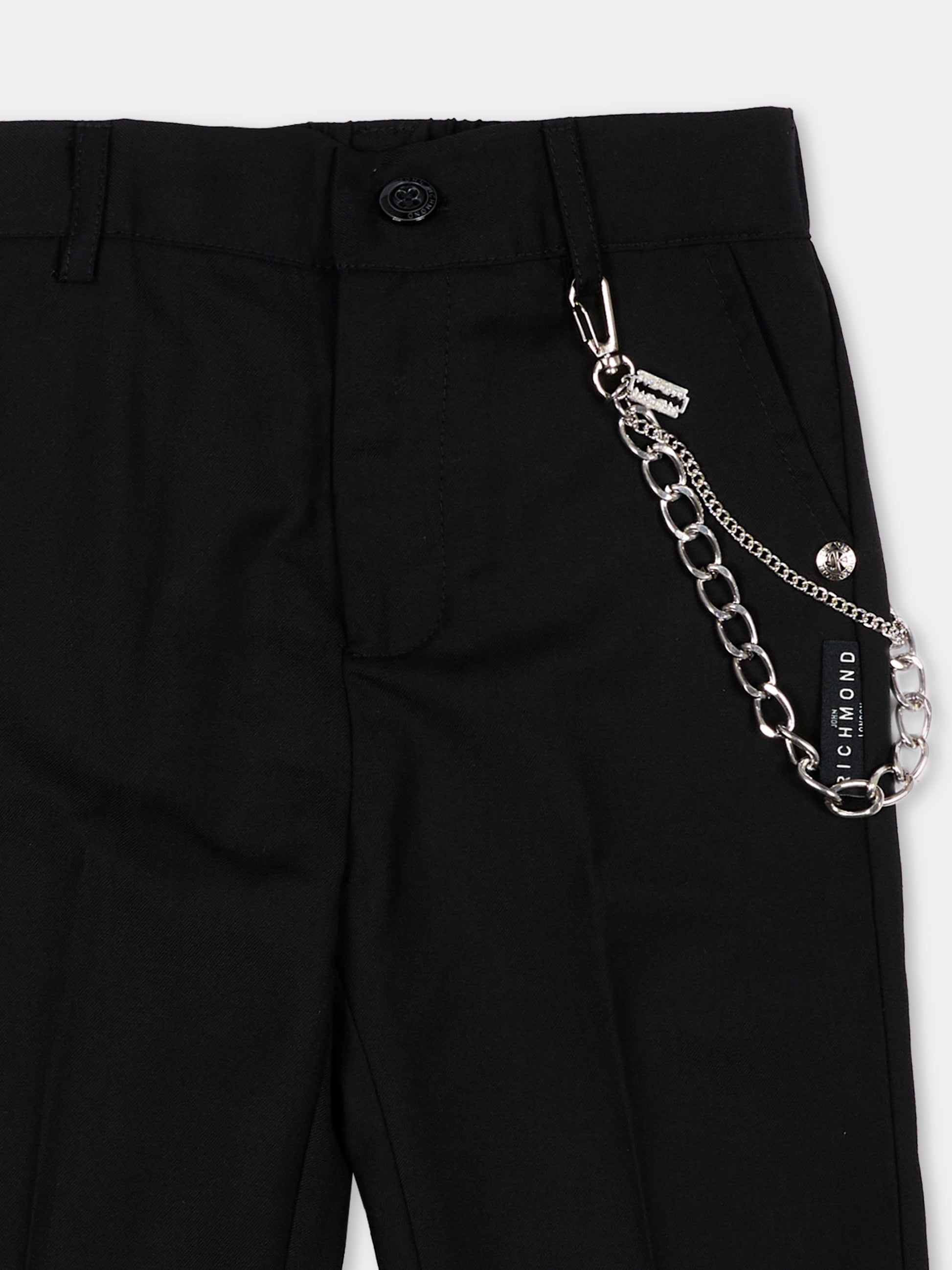 Pantaloni nero per neonato con catena,Richmond,RIA26065PA BLACK BLACK