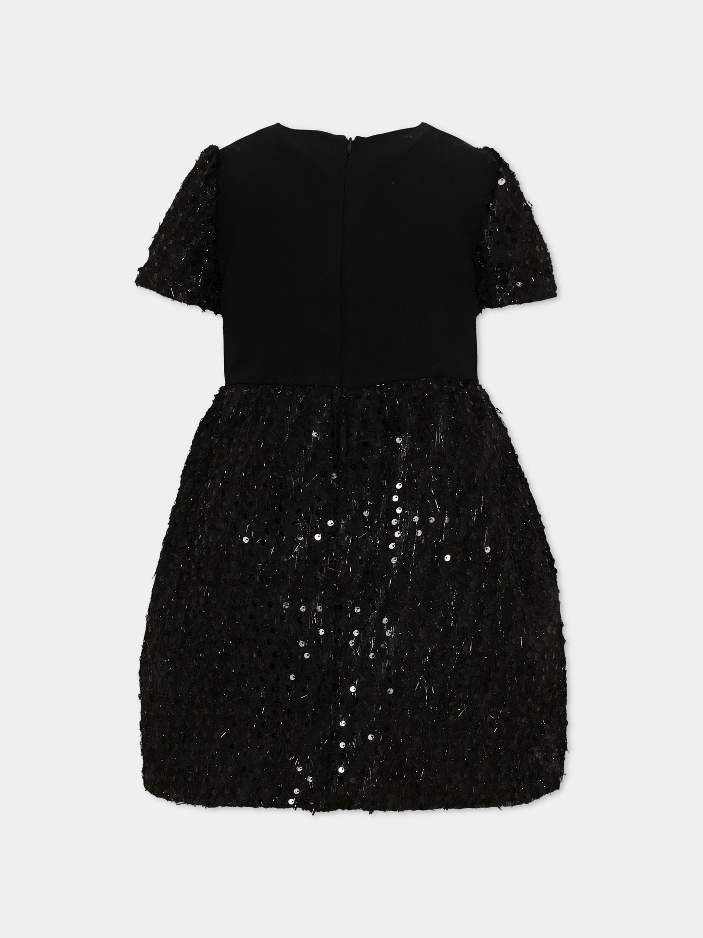 Abito nero per bambina con paillettes,Roberto Cavalli Kids,CGA26098VE BLACK