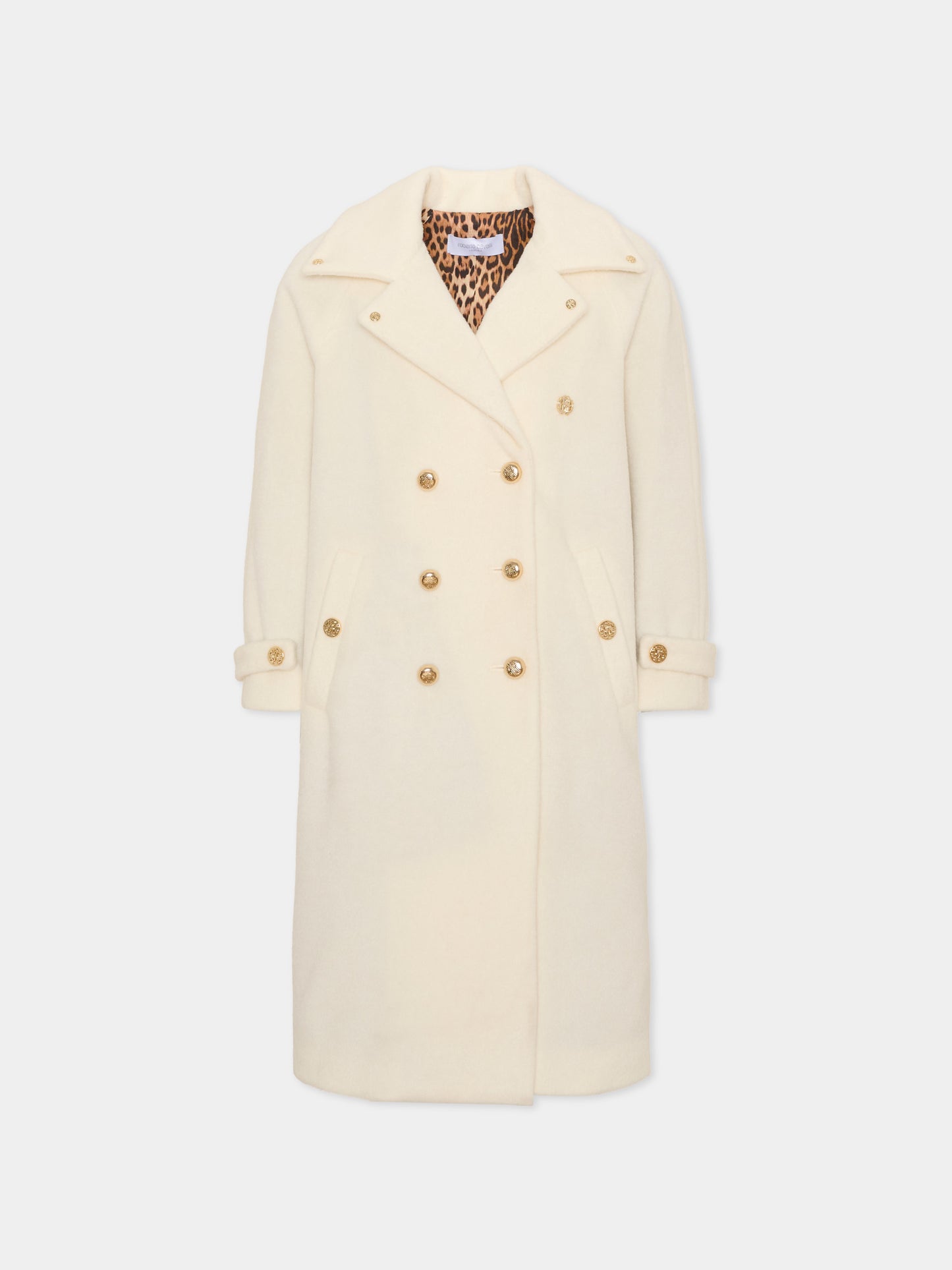 Cappotto avorio per bambina doppiopetto,Roberto Cavalli Kids,CGA26141CP AVOR.CC/GN