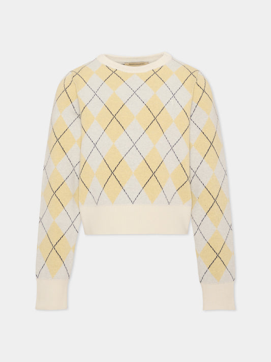 Maglione avorio per bambina a rombi,Trussardi Junior,TGA26016MA BONE/BC/BN BONE