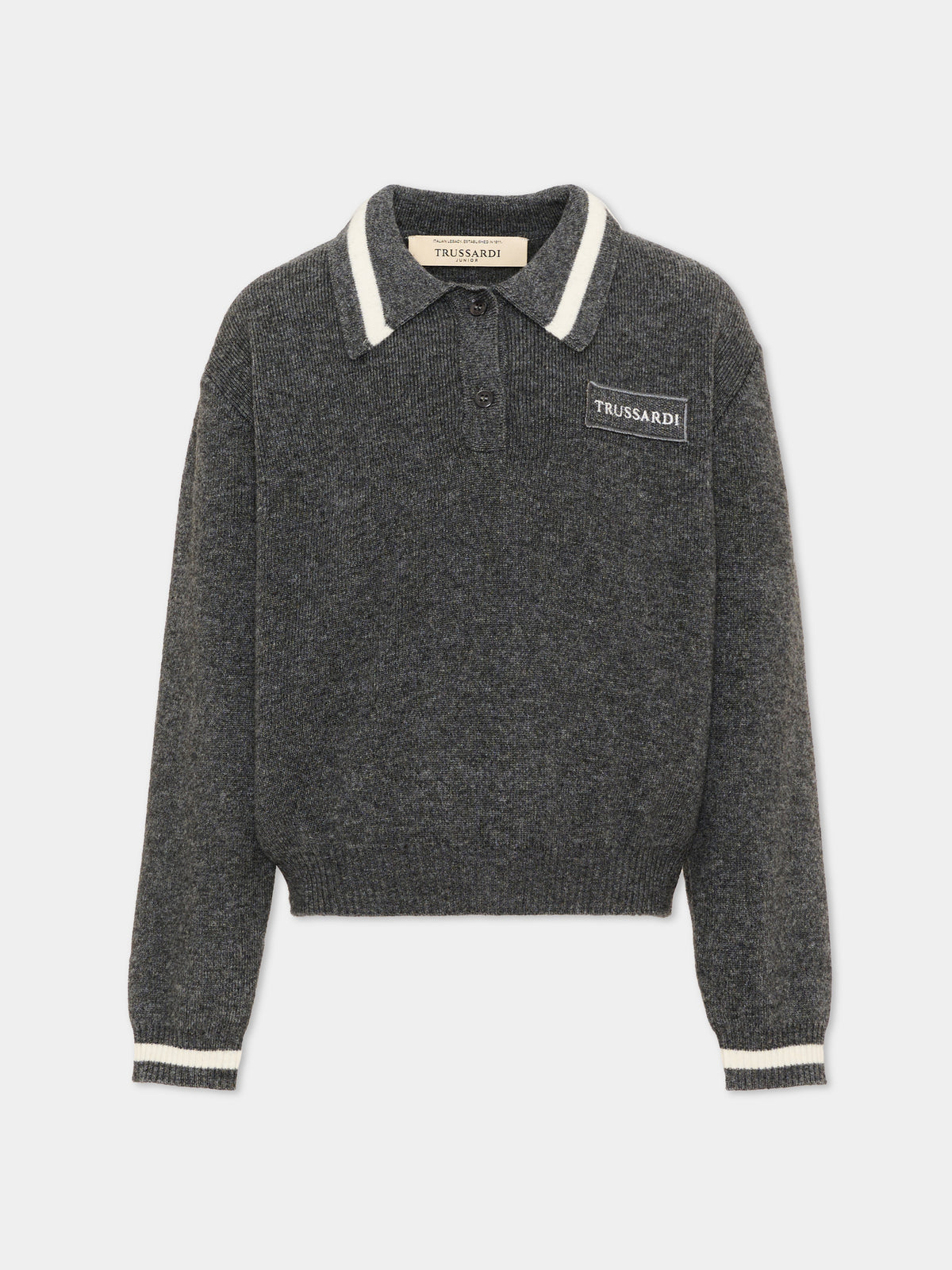 Maglione grigio per bambina con logo,Trussardi Junior,TGA26047MA GREY_LIG.M GREY LIGHT MELANGE