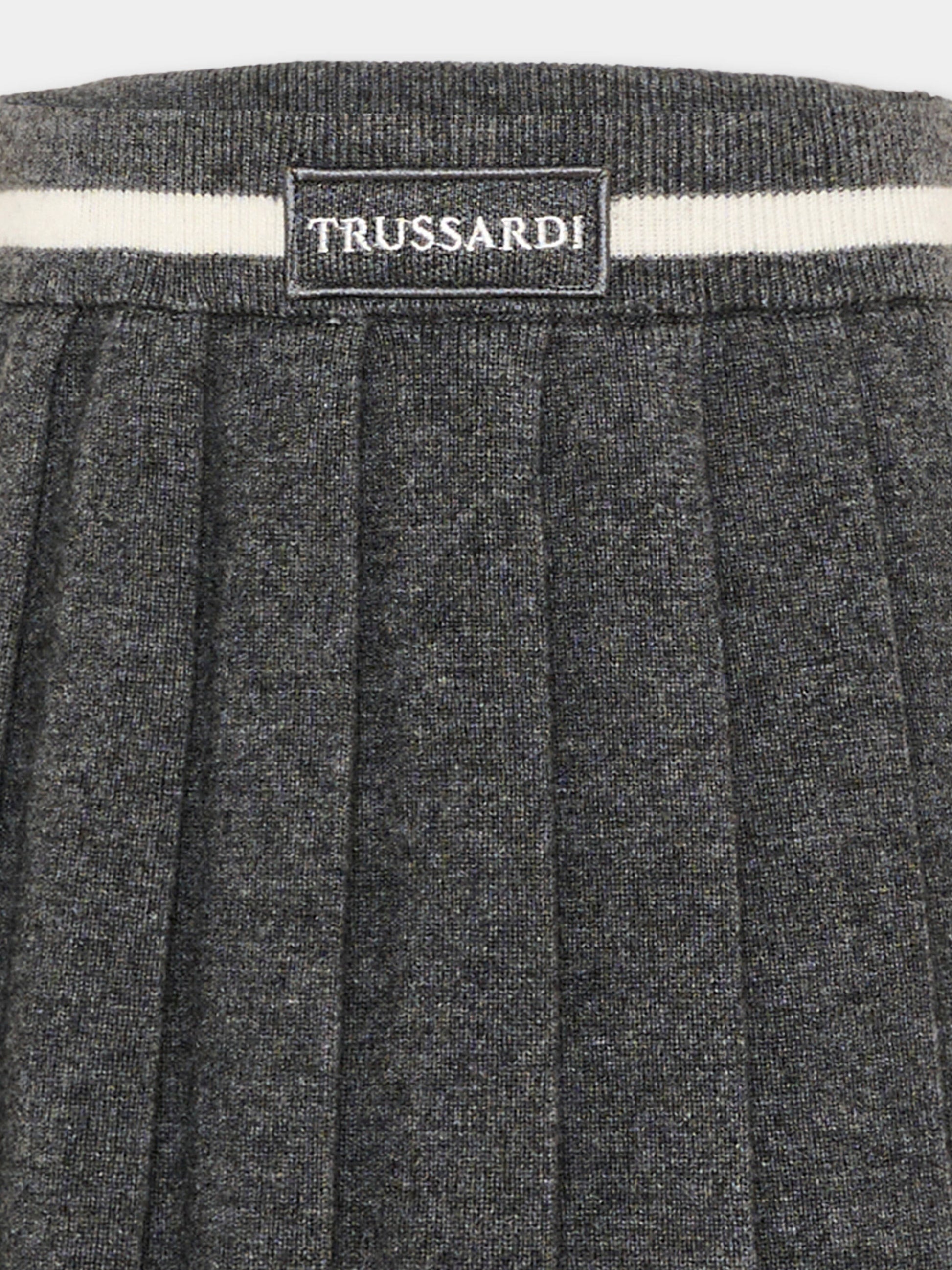 Gonna grigio melange per bambina logo,Trussardi Junior,TGA26048GO GREY_LM/OW GREY LIGHT MELANGE