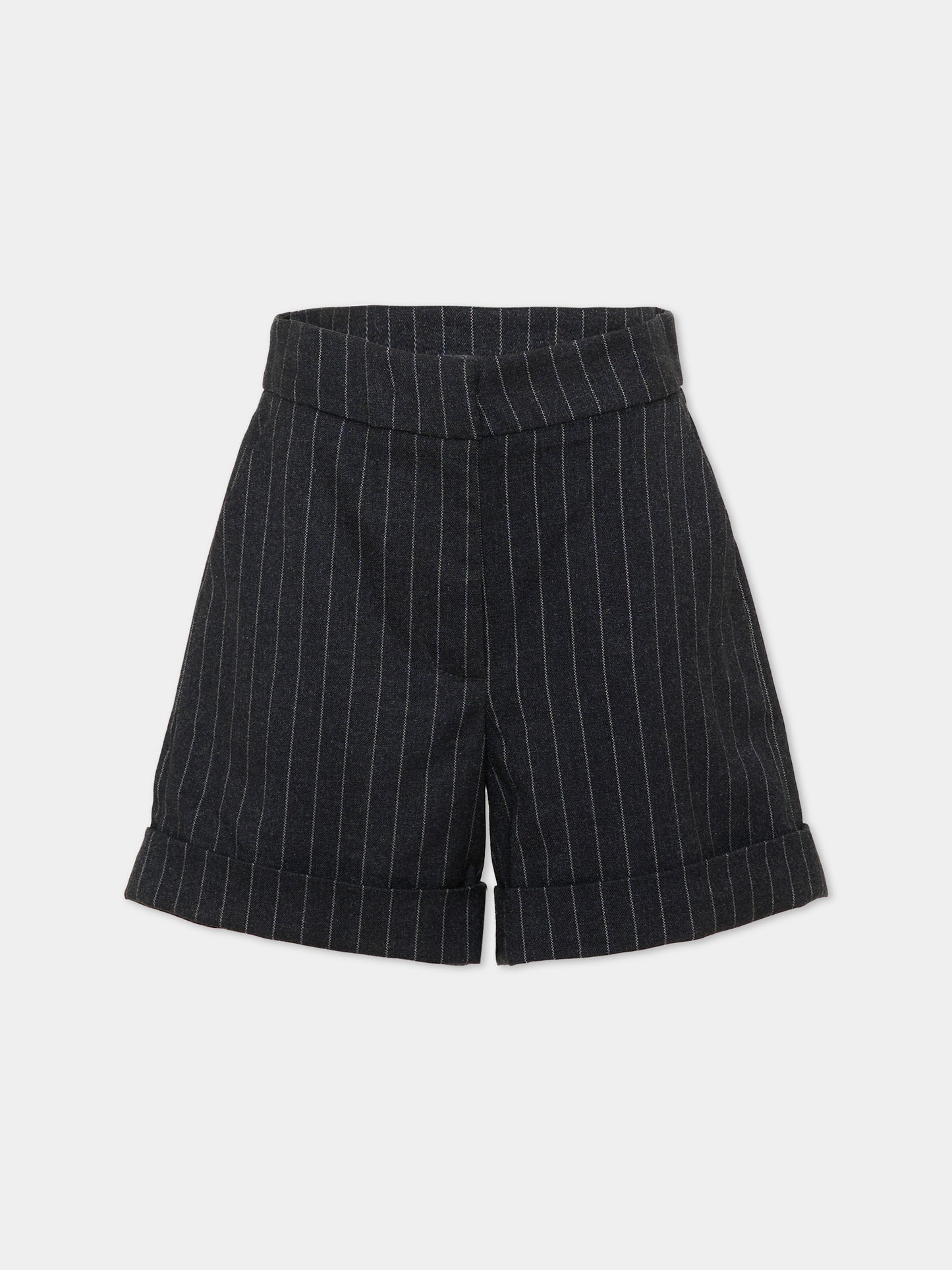 Shorts grigio per bambina a righe,Trussardi Junior,TGA26043SH GREY/O-WHT GREY