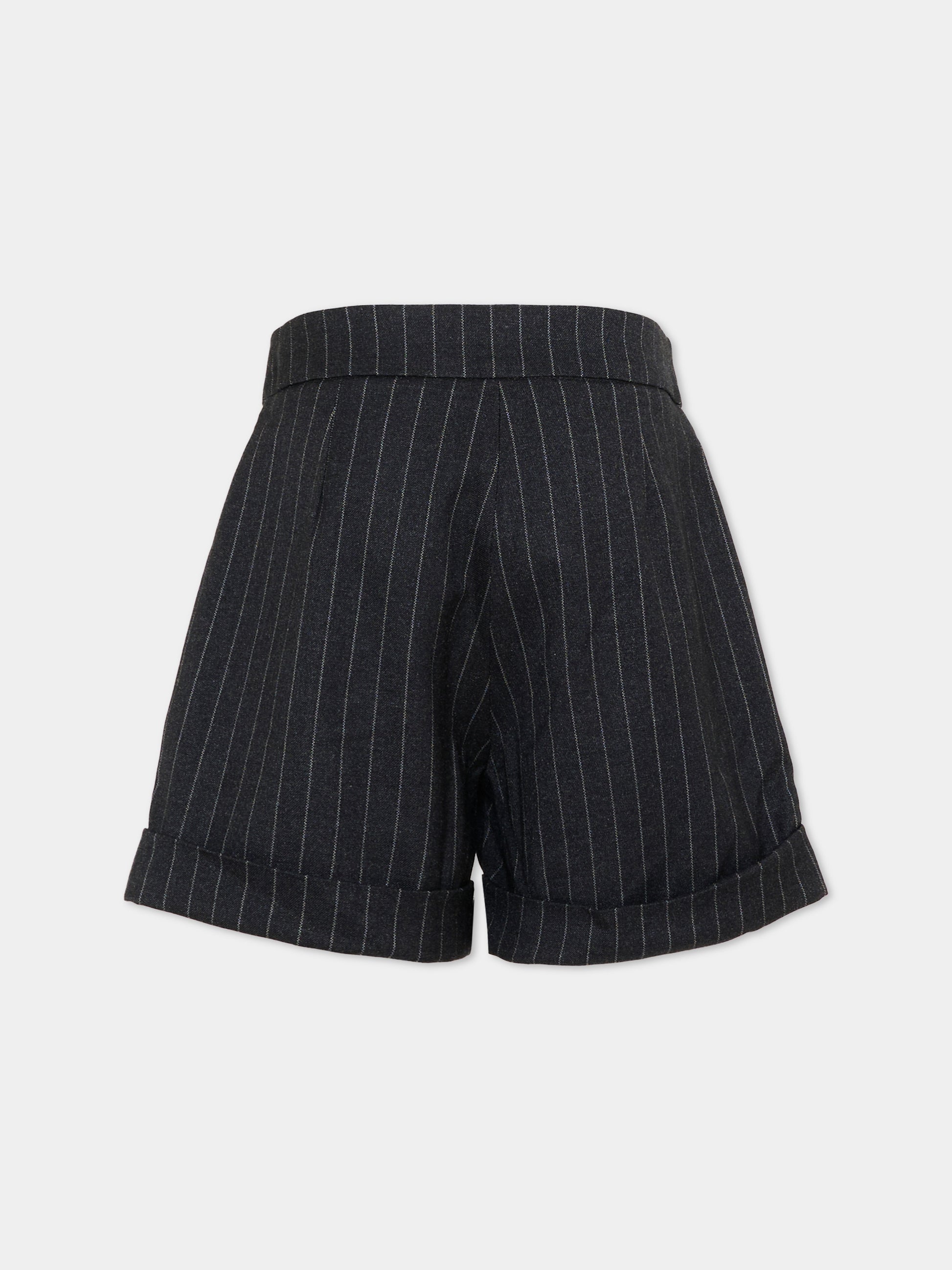 Shorts grigio per bambina a righe,Trussardi Junior,TGA26043SH GREY/O-WHT GREY