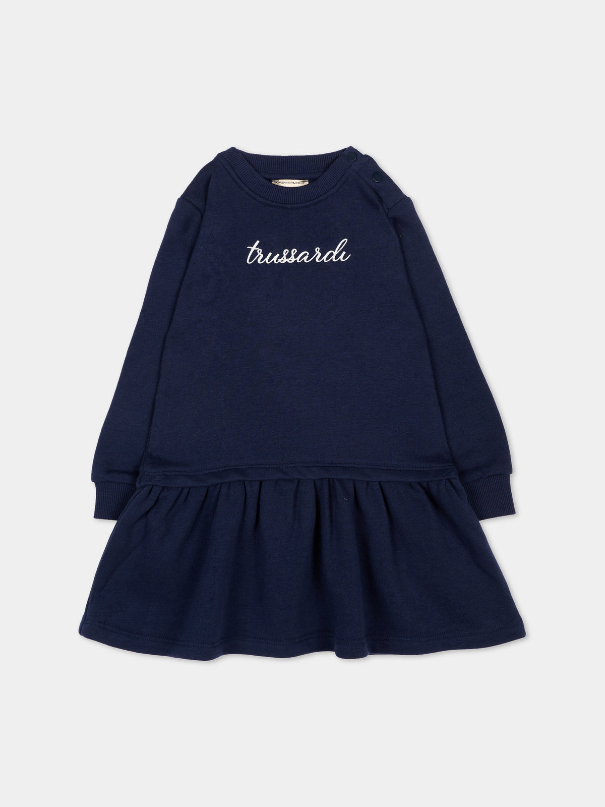 Vestito blu per neonata con logo,Trussardi Junior,TIA26026VE BLUE_NAVAL BLUE NAVAL