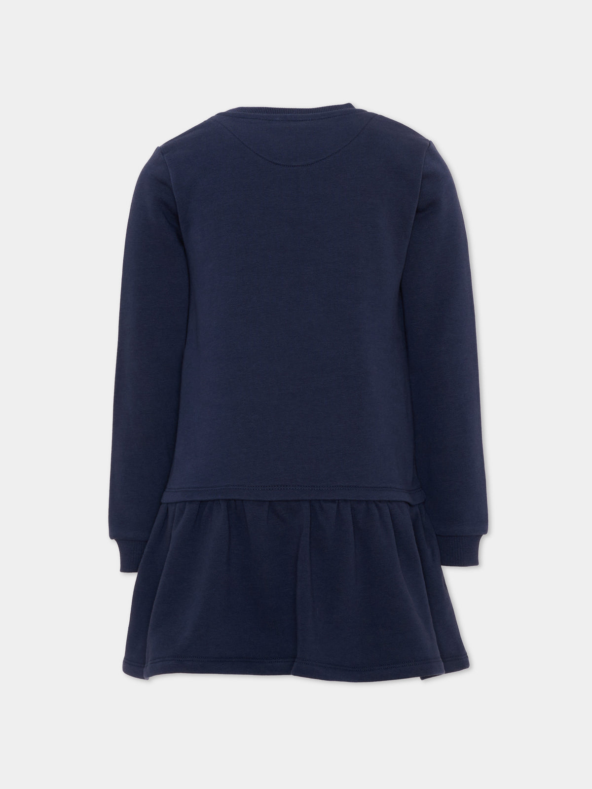Vestito blu per bambina con logo,Trussardi Junior,TIA26026VE BLUE_NAVAL BLUE NAVAL