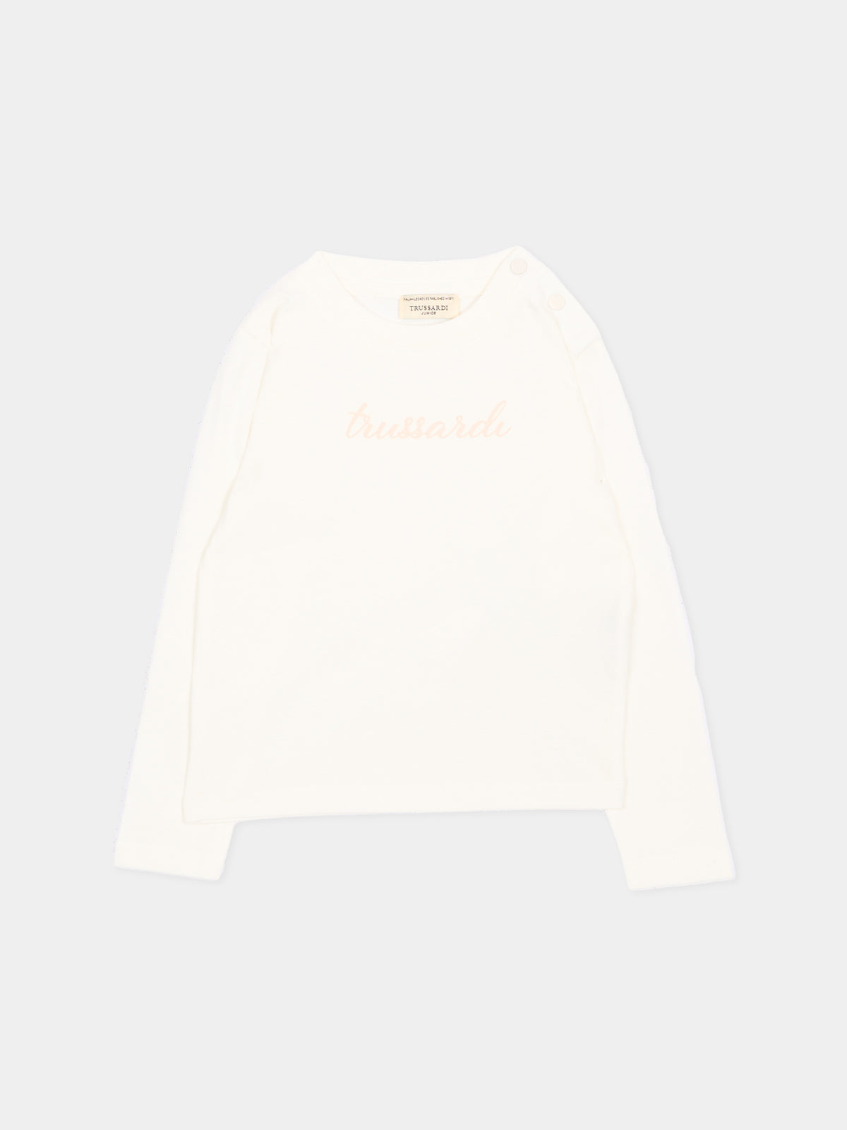 T-Shirt avorio per neonata con logo,Trussardi Junior,TIA26025TS OFF-WHITE OFF-WHITE