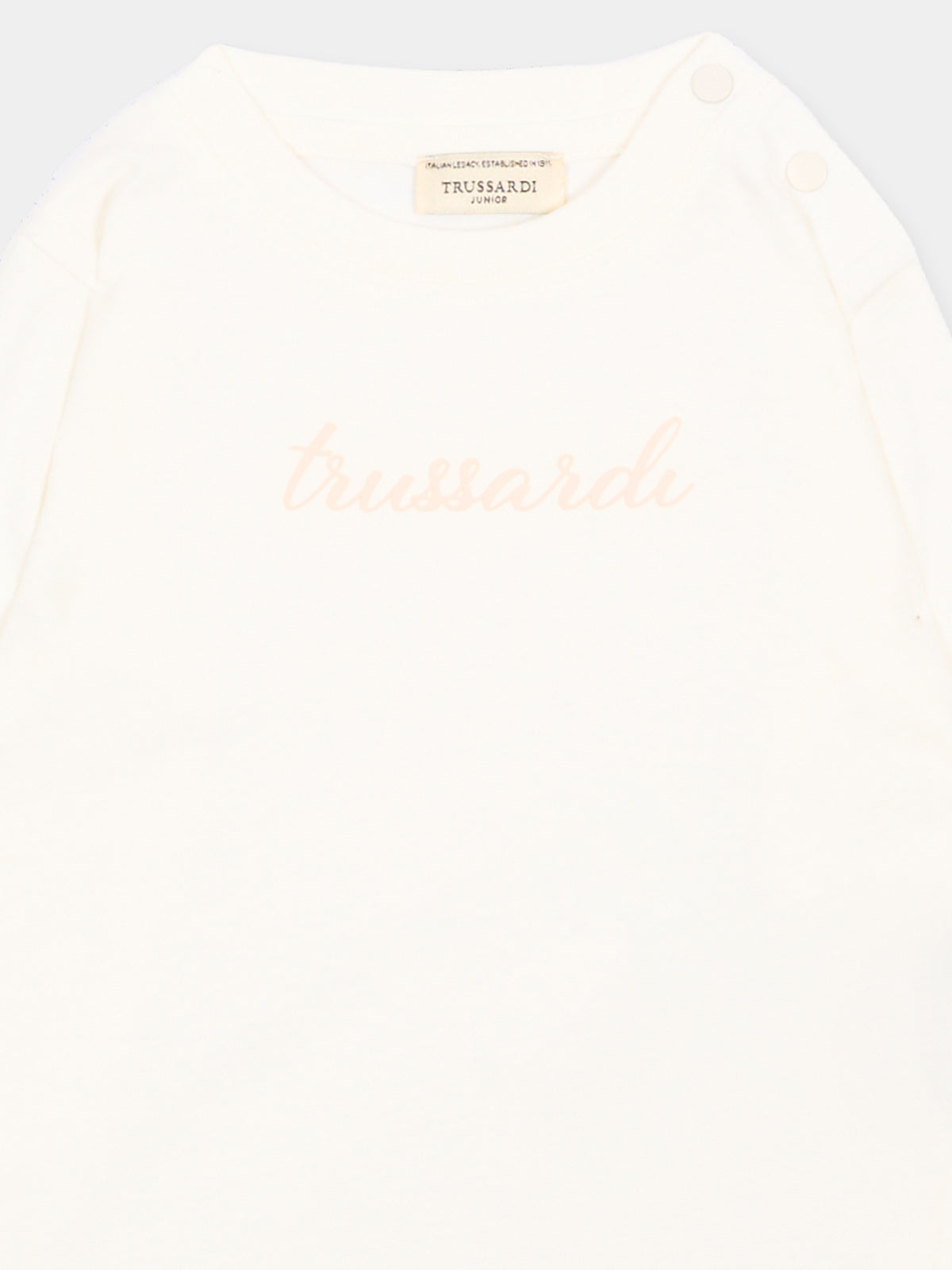 T-Shirt avorio per neonata con logo,Trussardi Junior,TIA26025TS OFF-WHITE OFF-WHITE