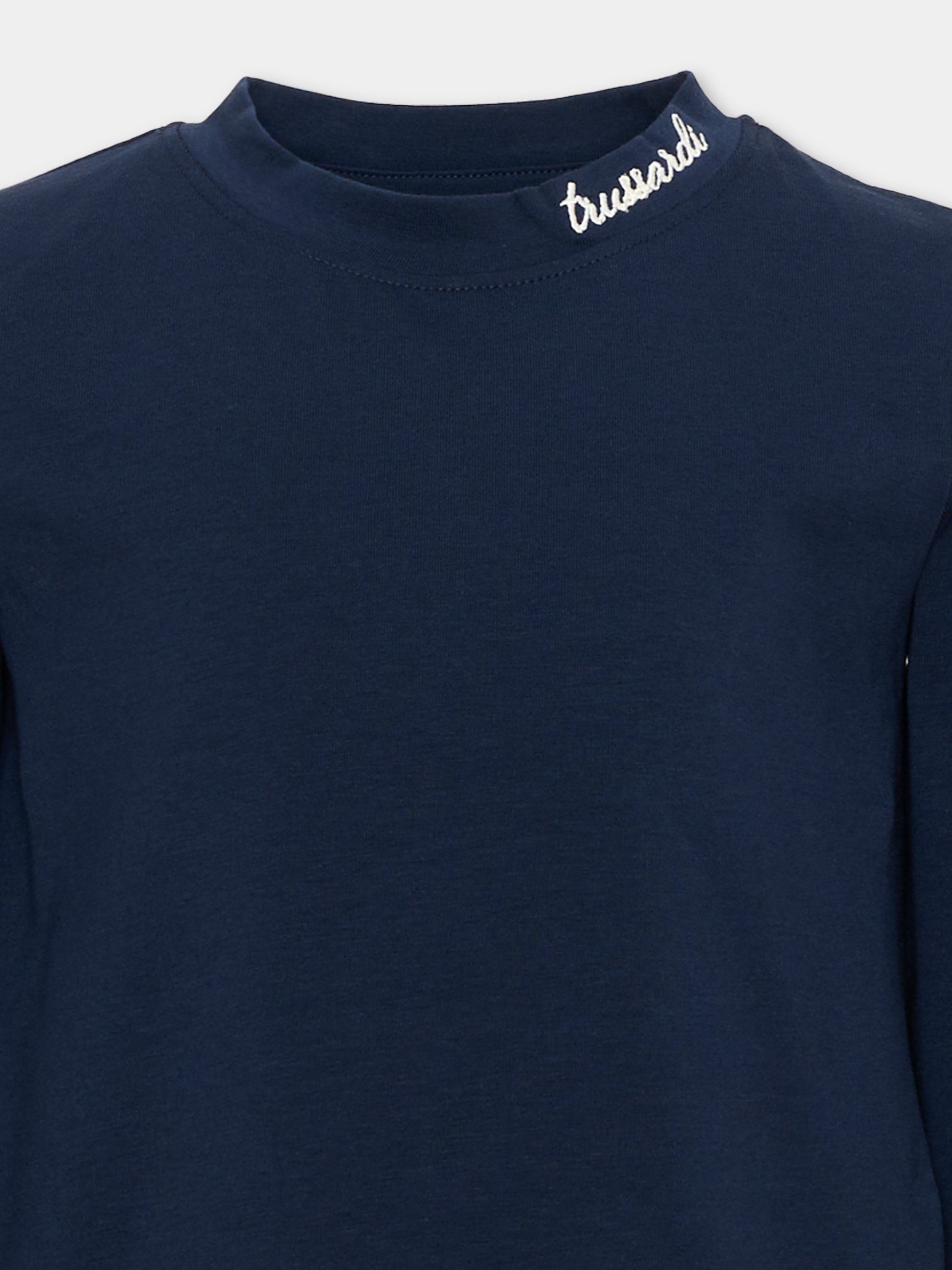 T-Shirt blu per bambina con logo,Trussardi Junior,TIA26160TS BLUE_NAVAL BLUE NAVAL