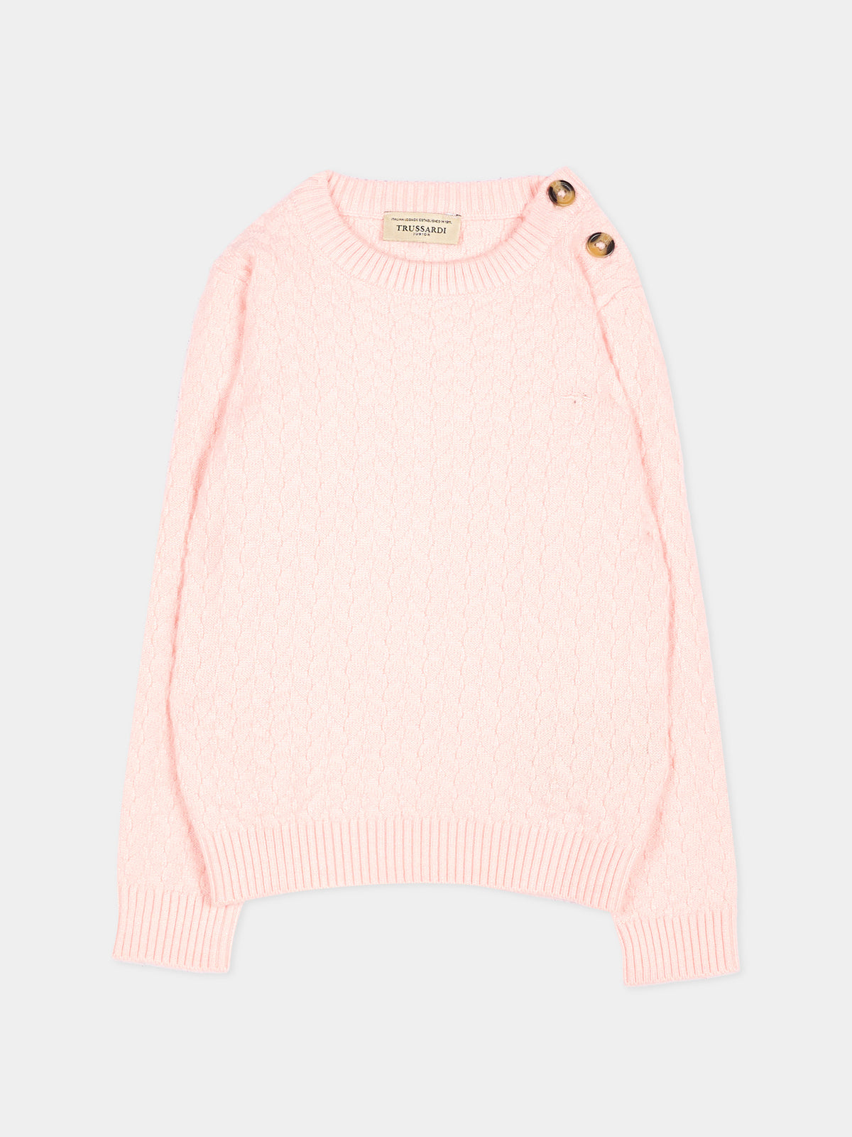 Maglione rosa per neonata con logo,Trussardi Junior,TIA26027MA PINK_M.C. PINK MANGANO CALCITE
