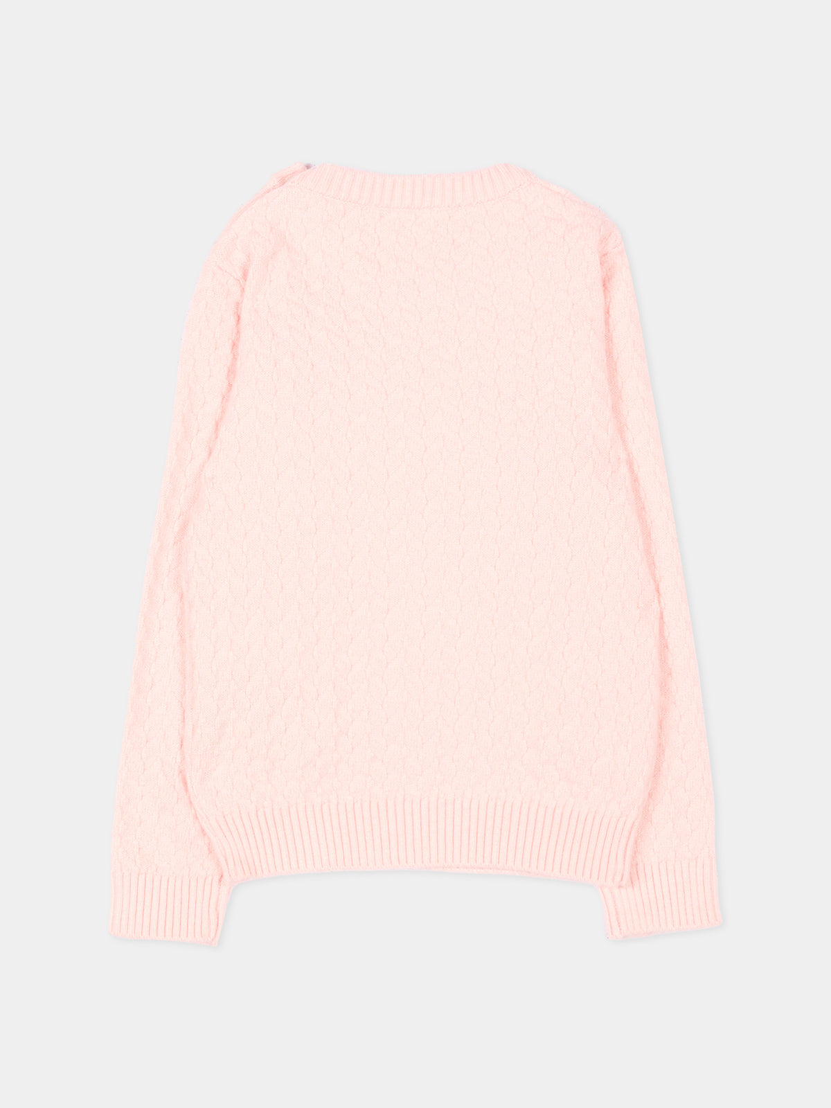 Maglione rosa per neonata con logo,Trussardi Junior,TIA26027MA PINK_M.C. PINK MANGANO CALCITE
