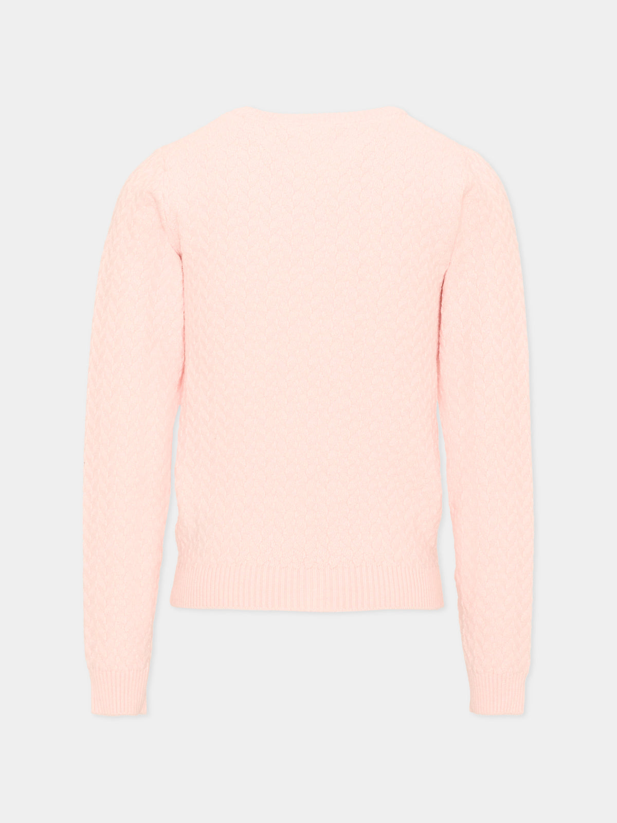 Maglione rosa per bambina con logo,Trussardi Junior,TIA26027MA PINK_M.C. PINK MANGANO CALCITE