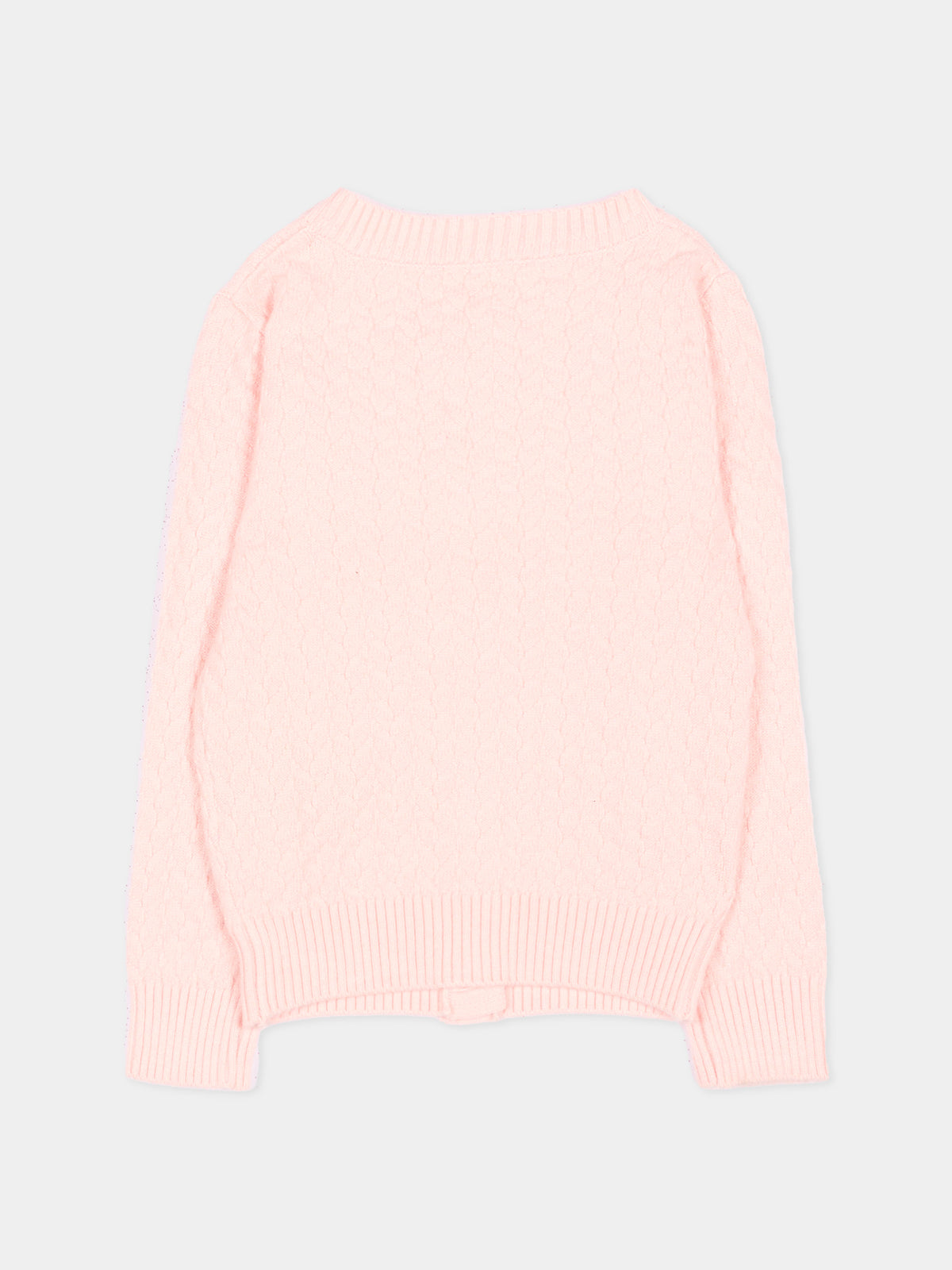 Cardigan rosa per neonata con logo,Trussardi Junior,TIA26022CD PINK_M.C. PINK MANGANO CALCITE