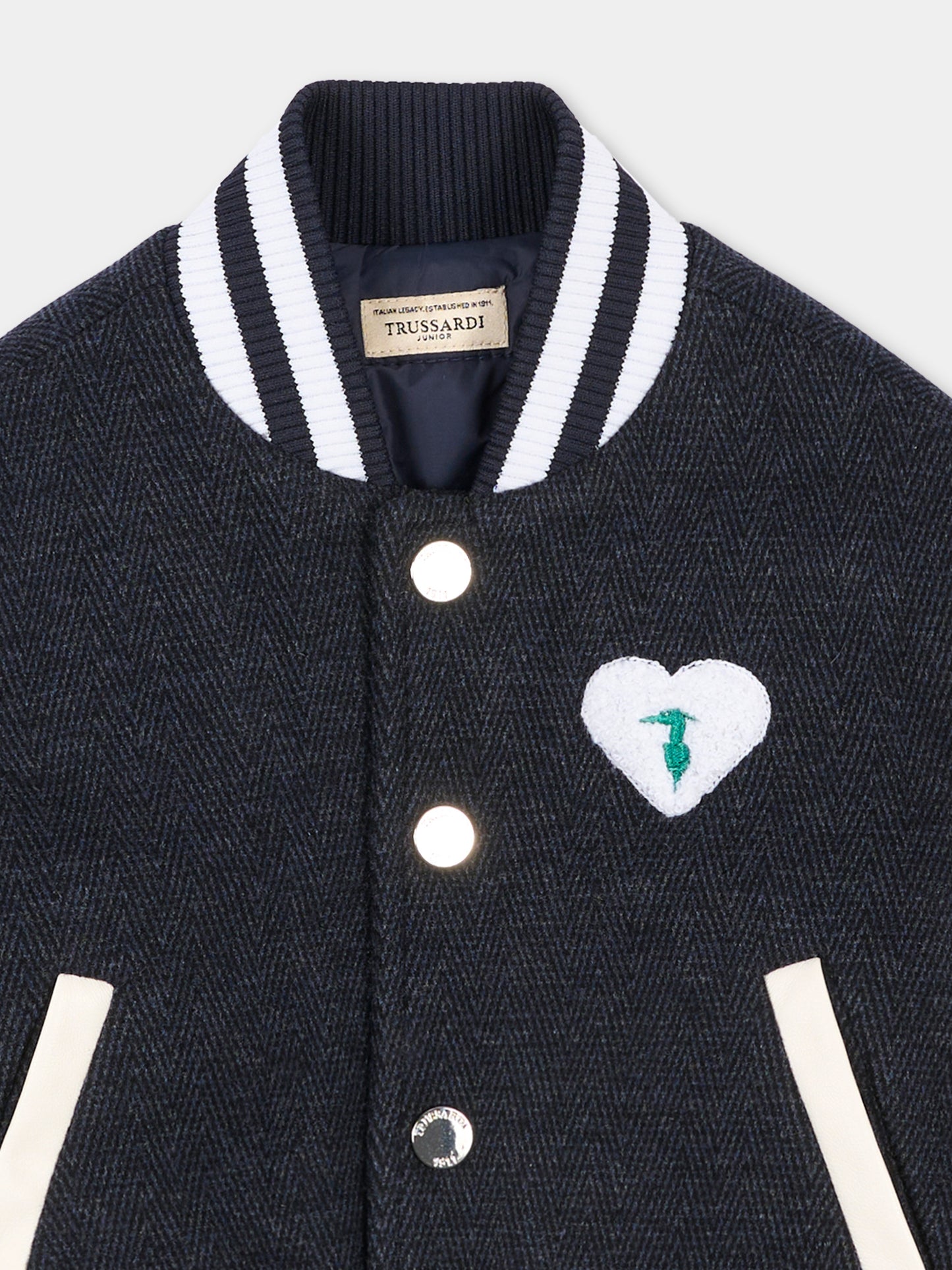 Bomber blu per neonata con patch,Trussardi Junior,TIA26119GB BLUE_N/O-W BLUE NAVAL
