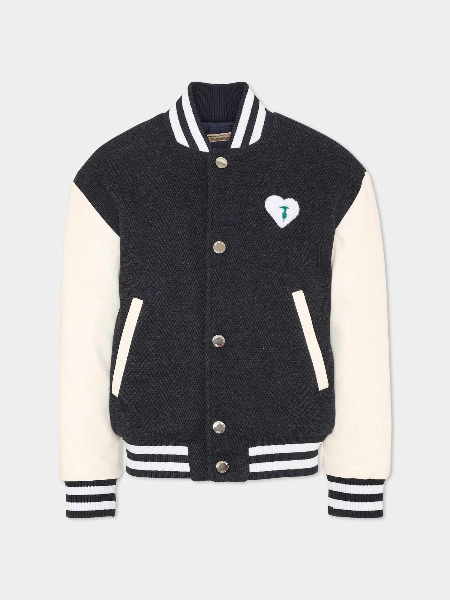 Bomber blu per bambina con patch,Trussardi Junior,TIA26119GB BLUE_N/O-W BLUE NAVAL