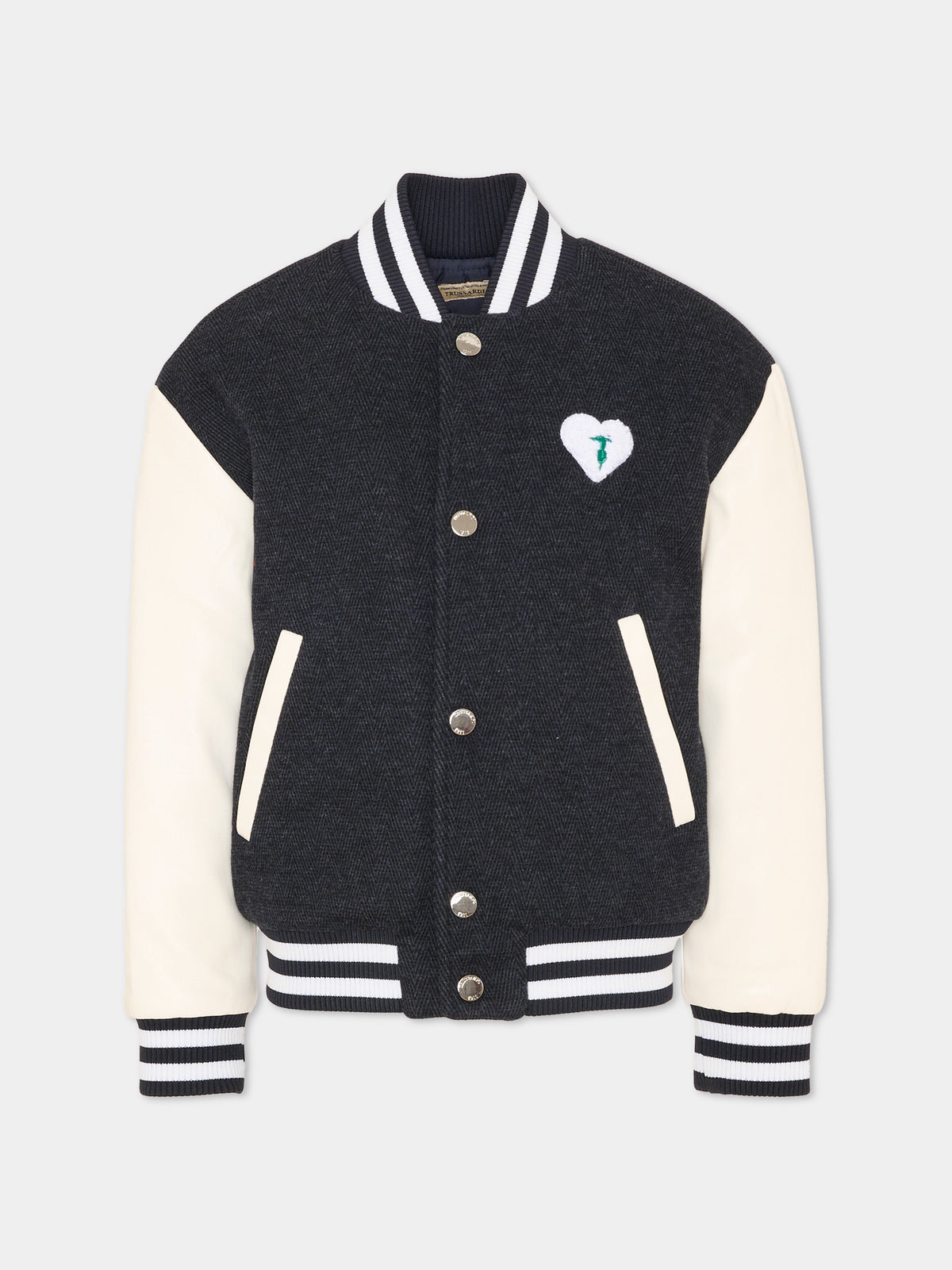 Bomber blu per bambina con patch,Trussardi Junior,TIA26119GB BLUE_N/O-W BLUE NAVAL