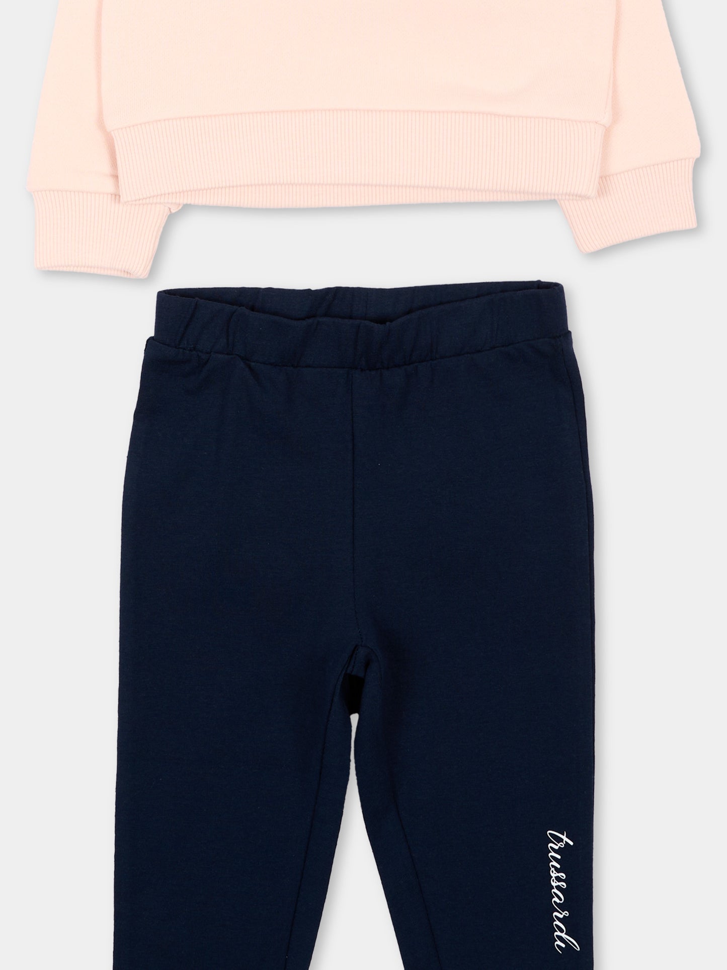 Completo sportivo rosa per neonata con logo,Trussardi Junior,TIA26034CF BLUSH/BL.N BLUSH
