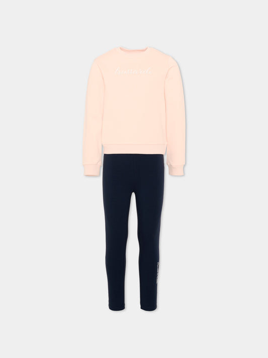 Completo sportivo rosa per bambina con logo,Trussardi Junior,TIA26034CF BLUSH/BL.N BLUSH