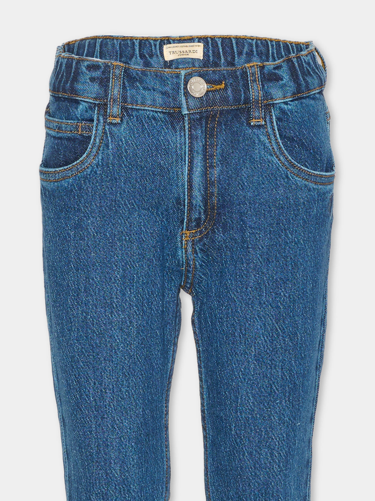 Jeans denim per bambina con ricamo
