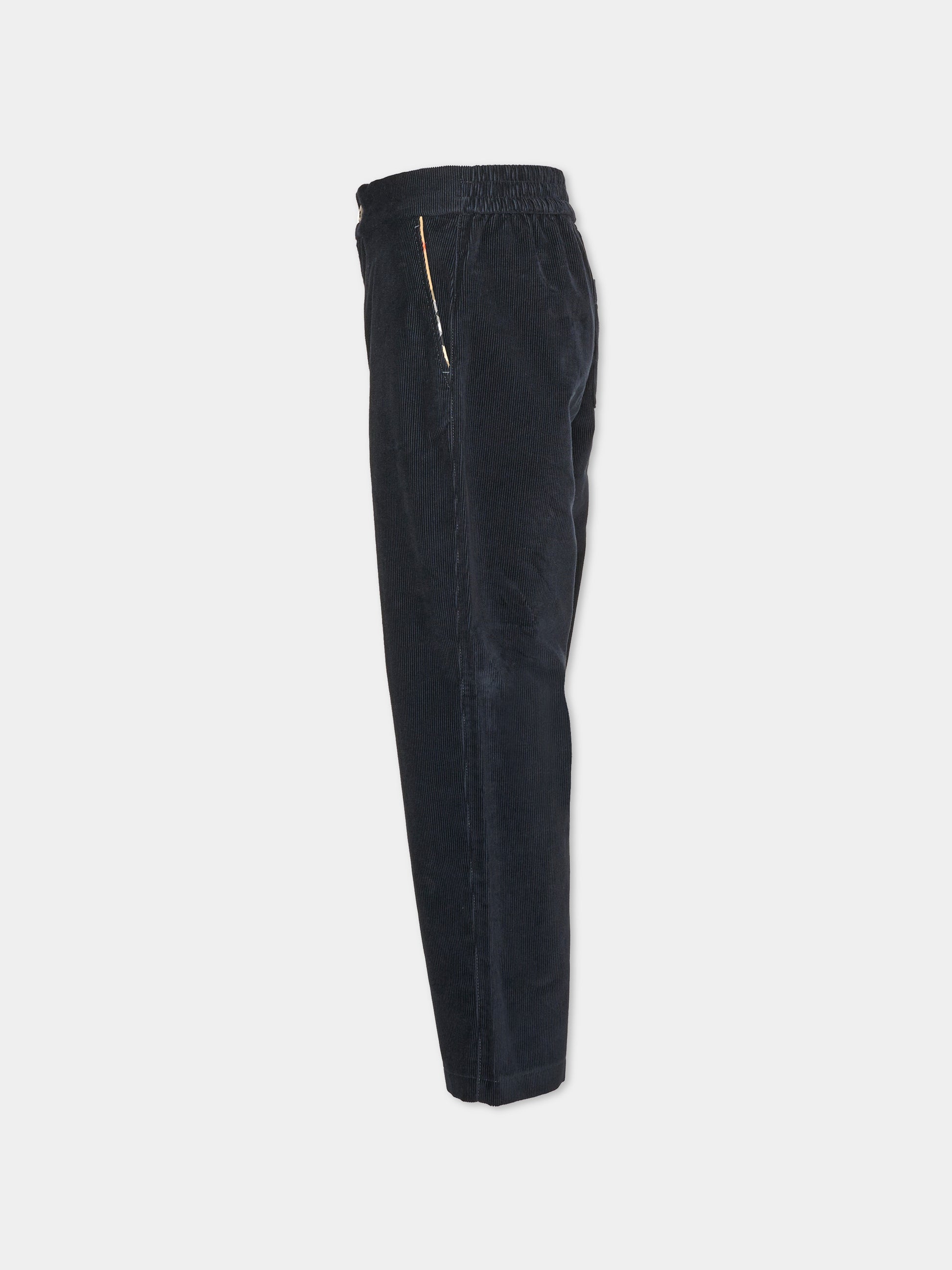 Pantalone blu per bambini in velluto,Burberry Kids,8131118 C3795