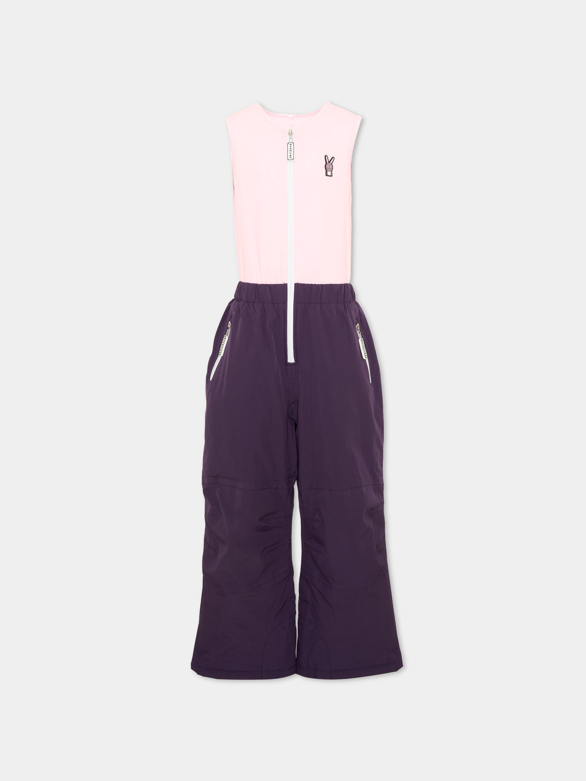 Pantalone da neve viola Hop The Bunny per bambina,Roarsome,HOP THE BUNNY SKI SALOPETTE