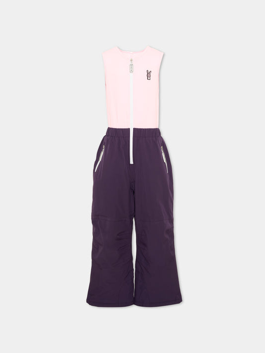 Pantalone da neve viola Hop The Bunny per bambina,Roarsome,HOP THE BUNNY SKI SALOPETTE