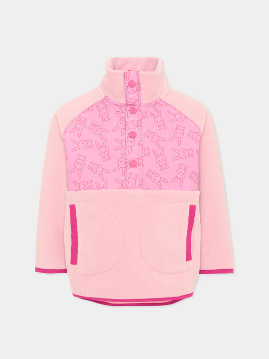 Felpa girocollo rosa Hop The Bunny per bambina,Roarsome,HOP THE BUNNY MID LAYER FLEECE