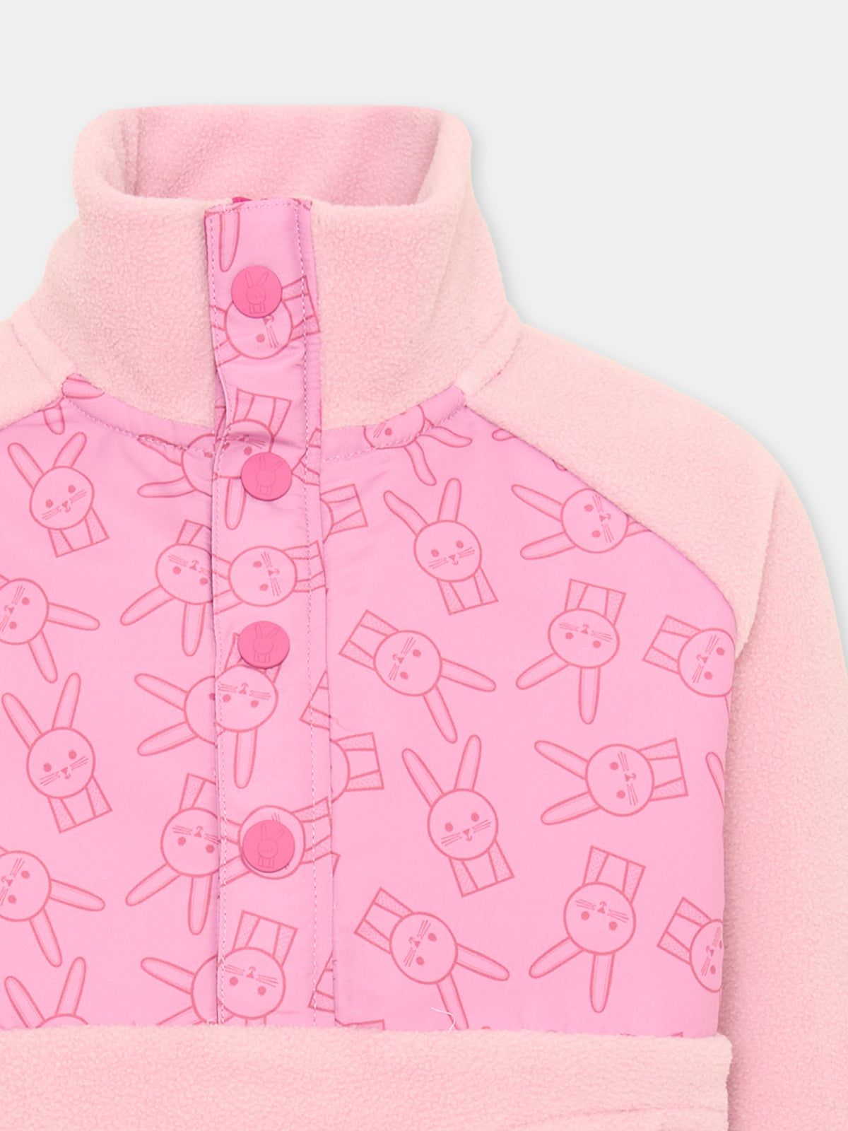 Felpa girocollo rosa Hop The Bunny per bambina,Roarsome,HOP THE BUNNY MID LAYER FLEECE