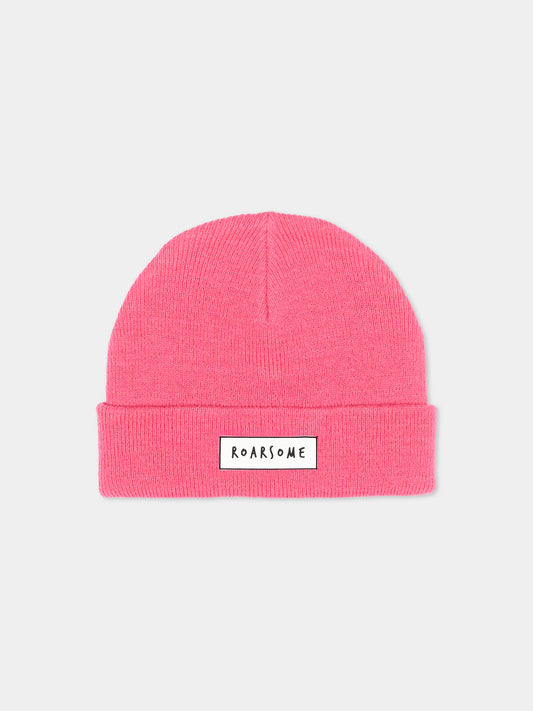 Berretto fucsia per bambina con logo,Roarsome,RASPBERRY BEANIES