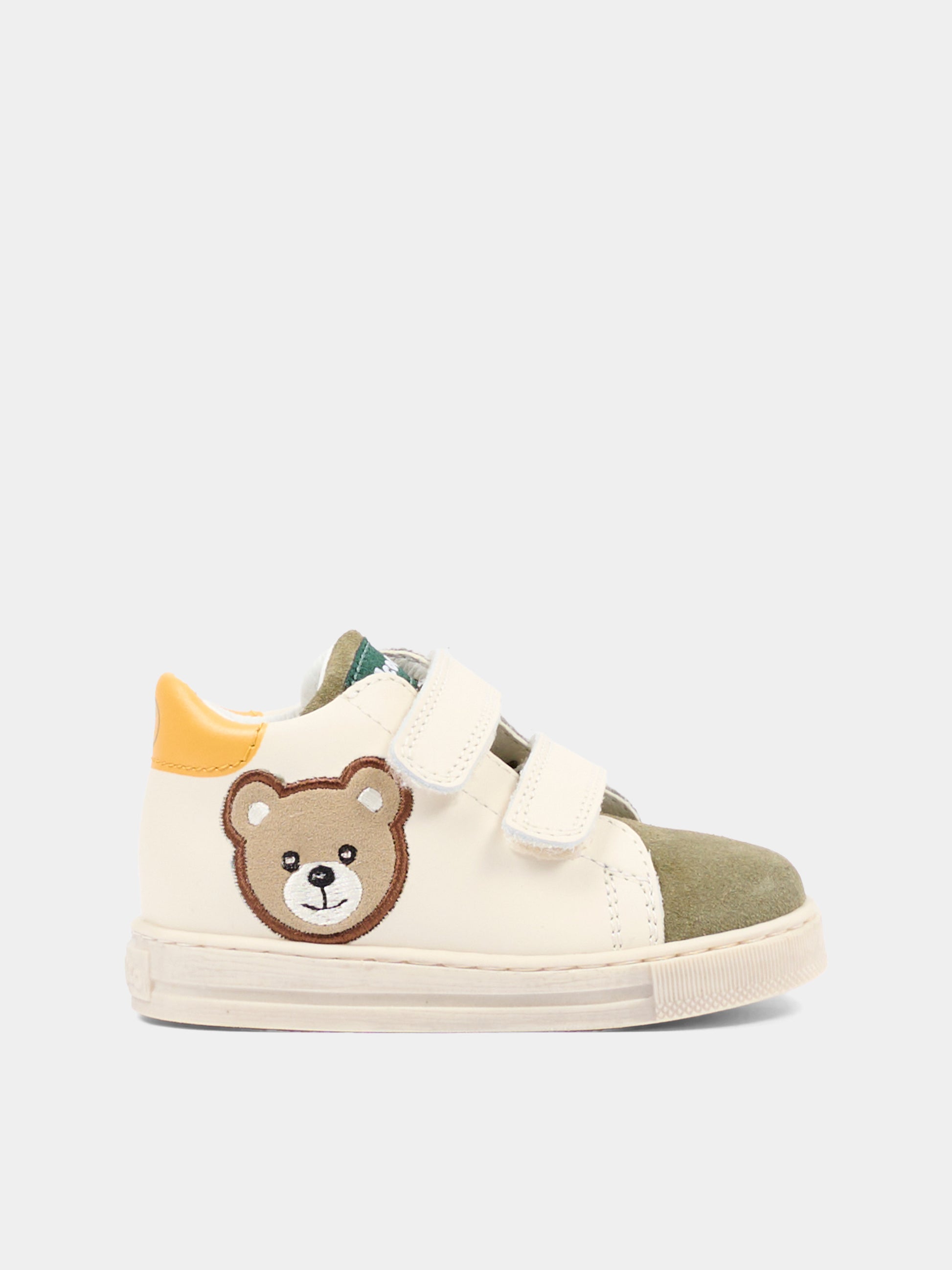 Sneakers avorio per neonato con orsetto,Falcotto,001 2020202 02 2N42