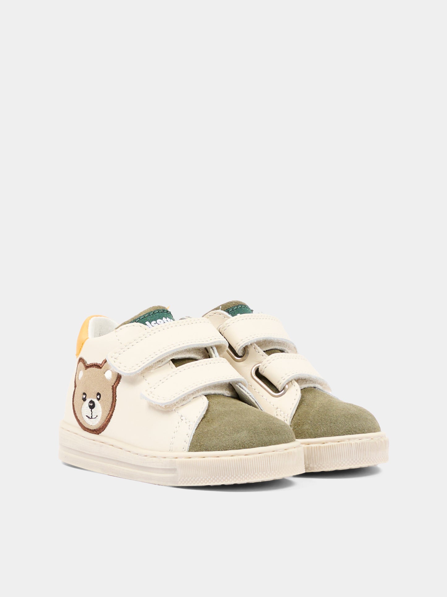 Sneakers avorio per neonato con orsetto,Falcotto,001 2020202 02 2N42