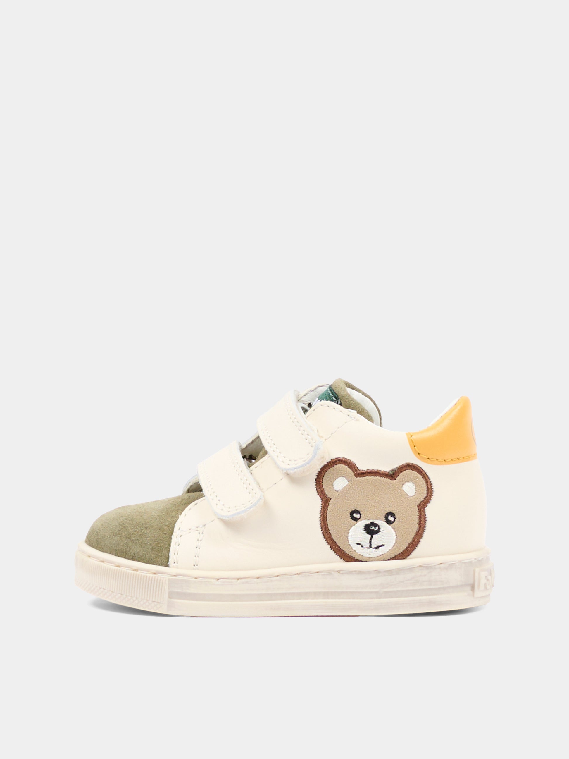 Sneakers avorio per neonato con orsetto,Falcotto,001 2020202 02 2N42