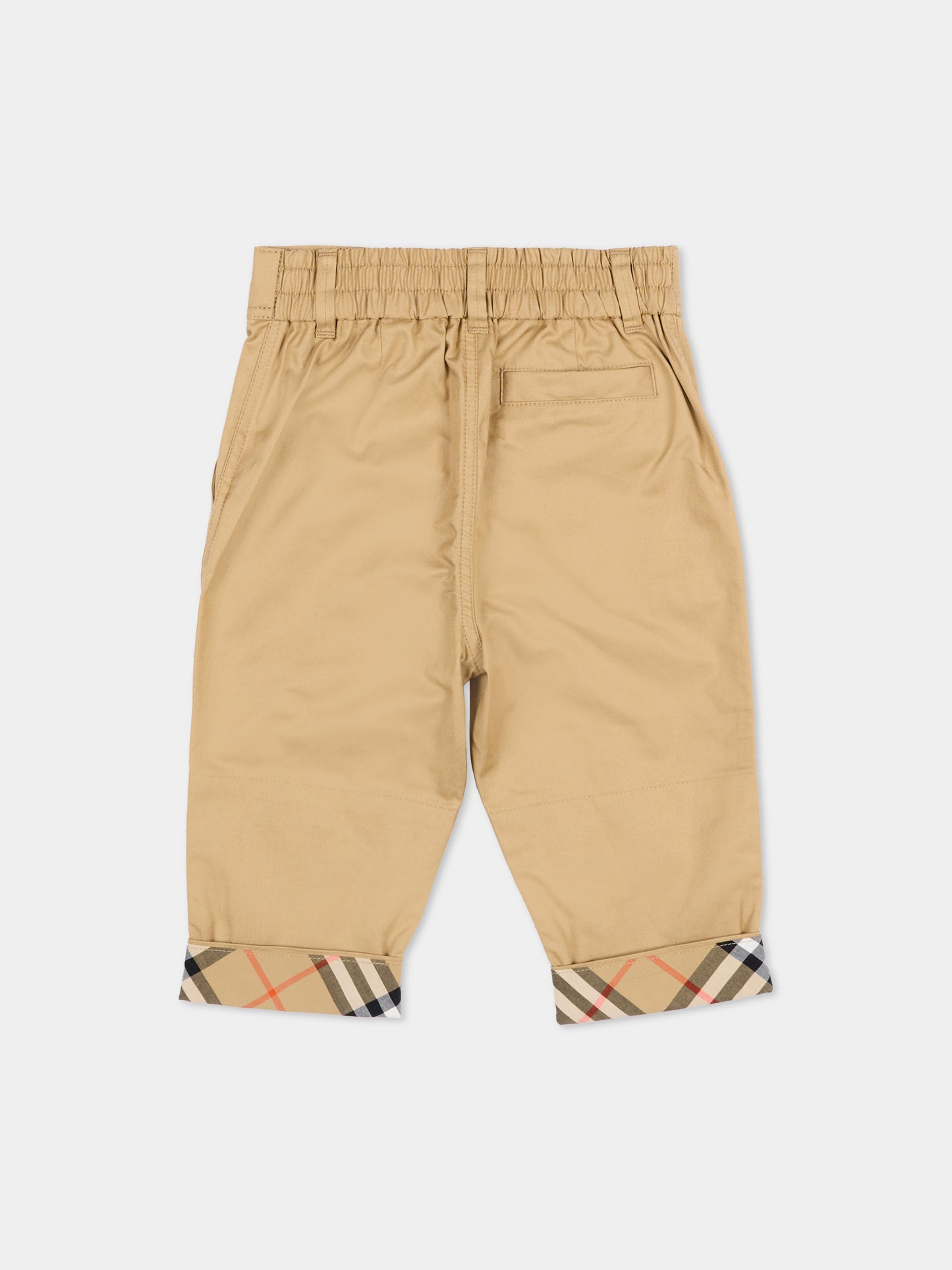 Pantaloni beige per neonato con check vintage,Burberry Kids,8133472 B9719