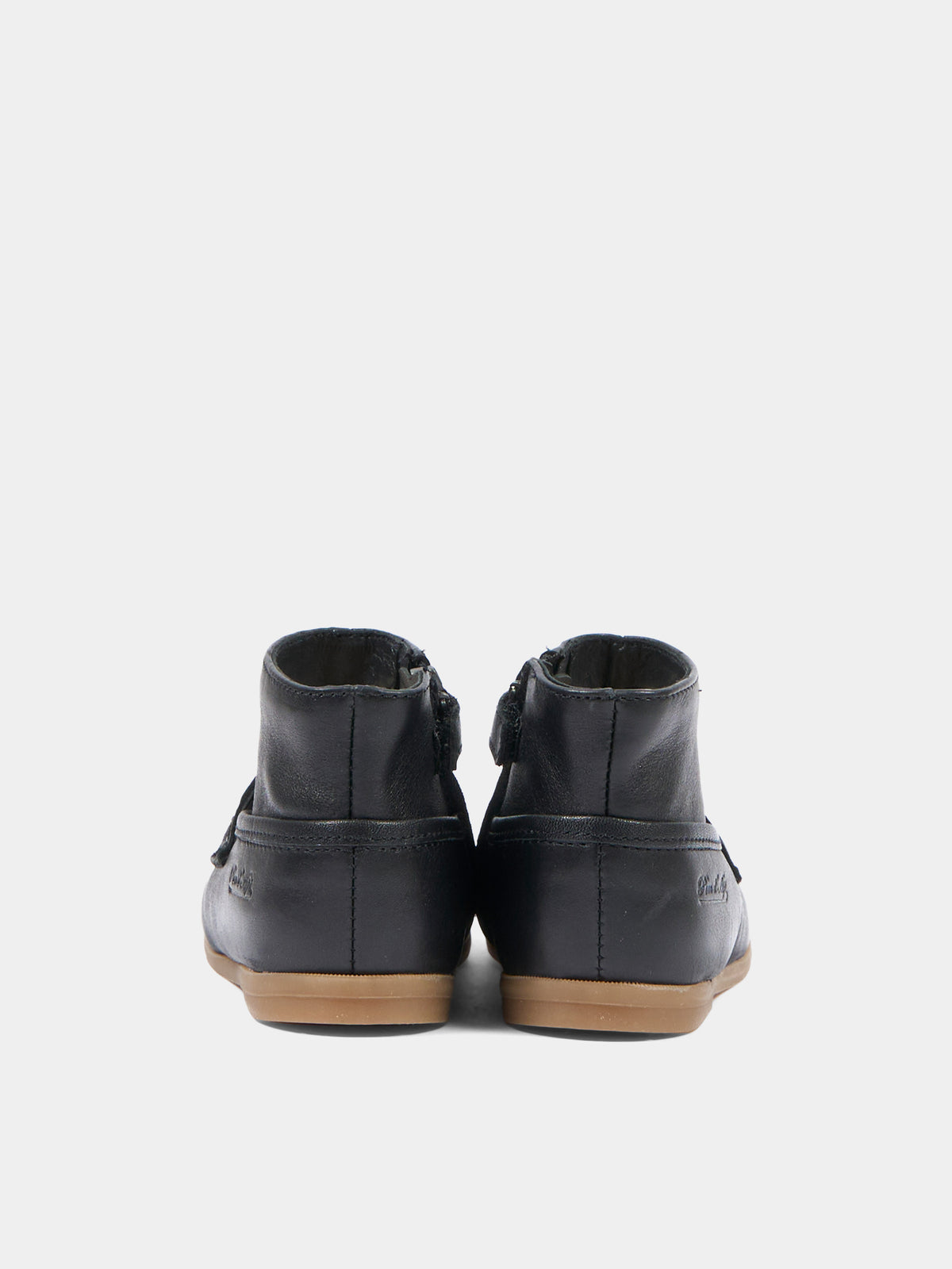Mocassini neri per bambini con zip,Pom D'api,V1ANNA0402