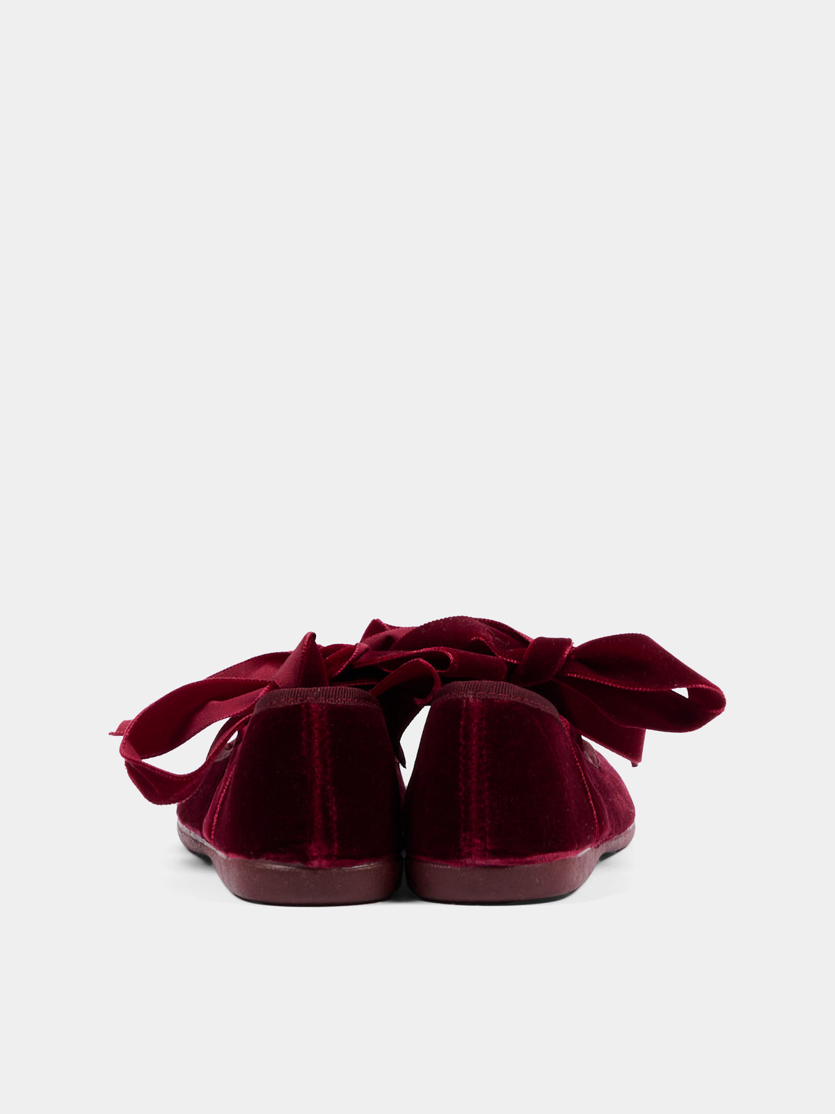Ballerine bordeaux per bambina in velluto con fiocco,Pisamonas,1440 BURDEOS