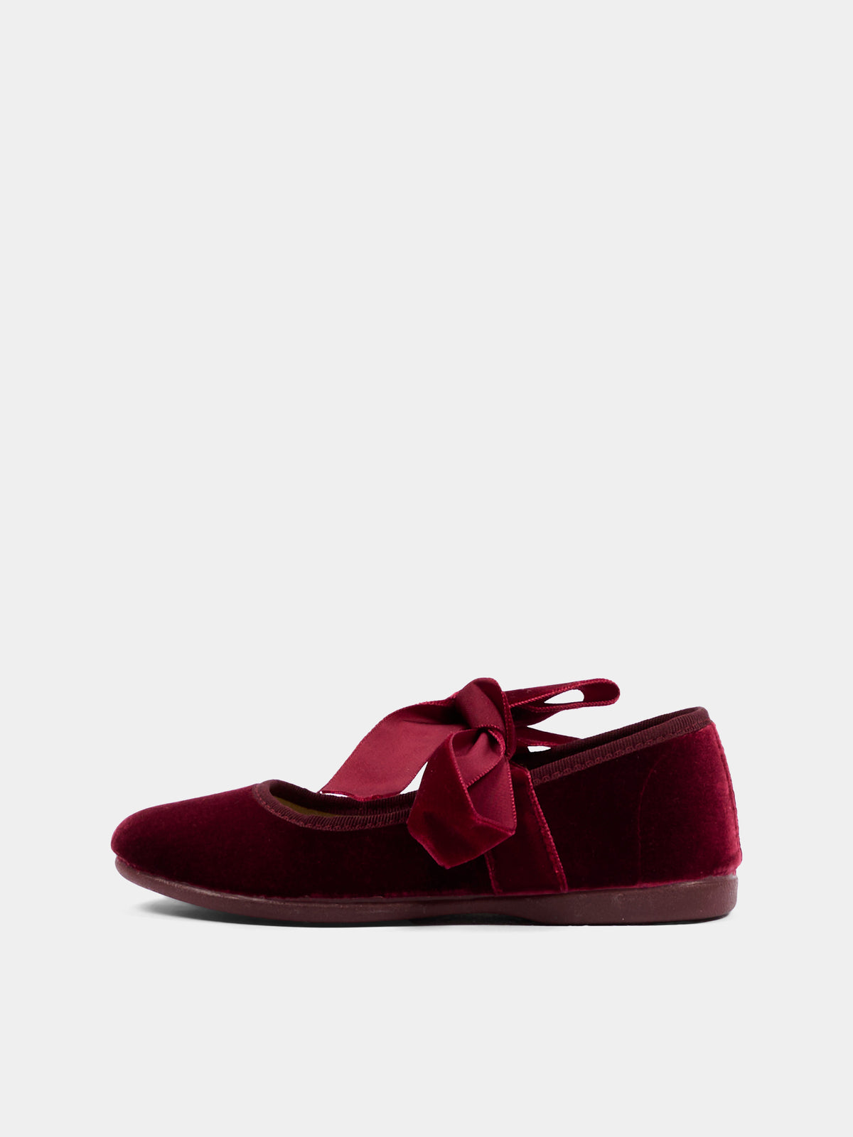 Ballerine bordeaux per bambina in velluto con fiocco,Pisamonas,1440 BURDEOS
