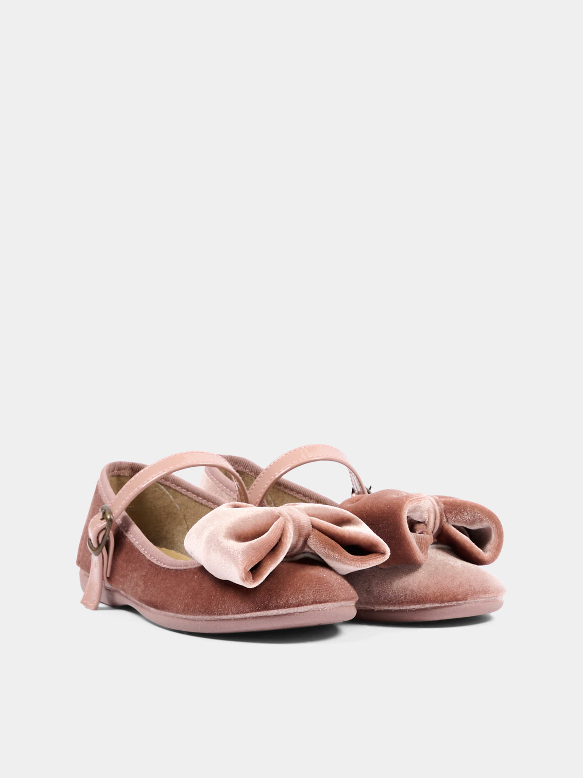 Ballerine rosa per bambina in velluto con fiocco,Pisamonas,1775 MAQUILLAJE