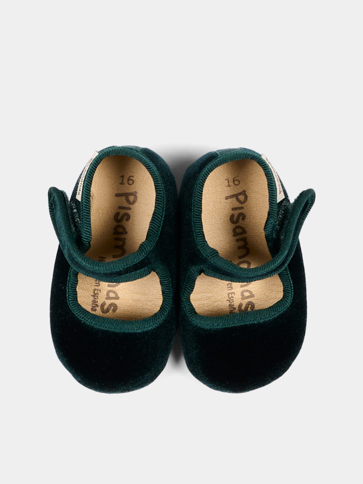Ballerine verdi per neonata in velluto,Pisamonas,1291 VERDE