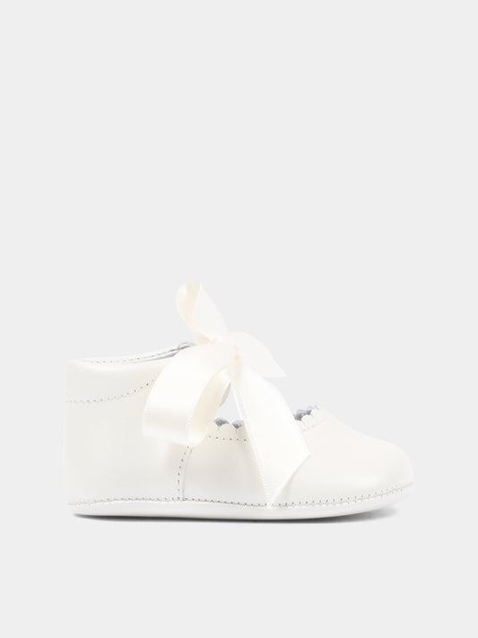 Ballerine avorio per neonata con fiocco,Pisamonas,0192 BEIGE