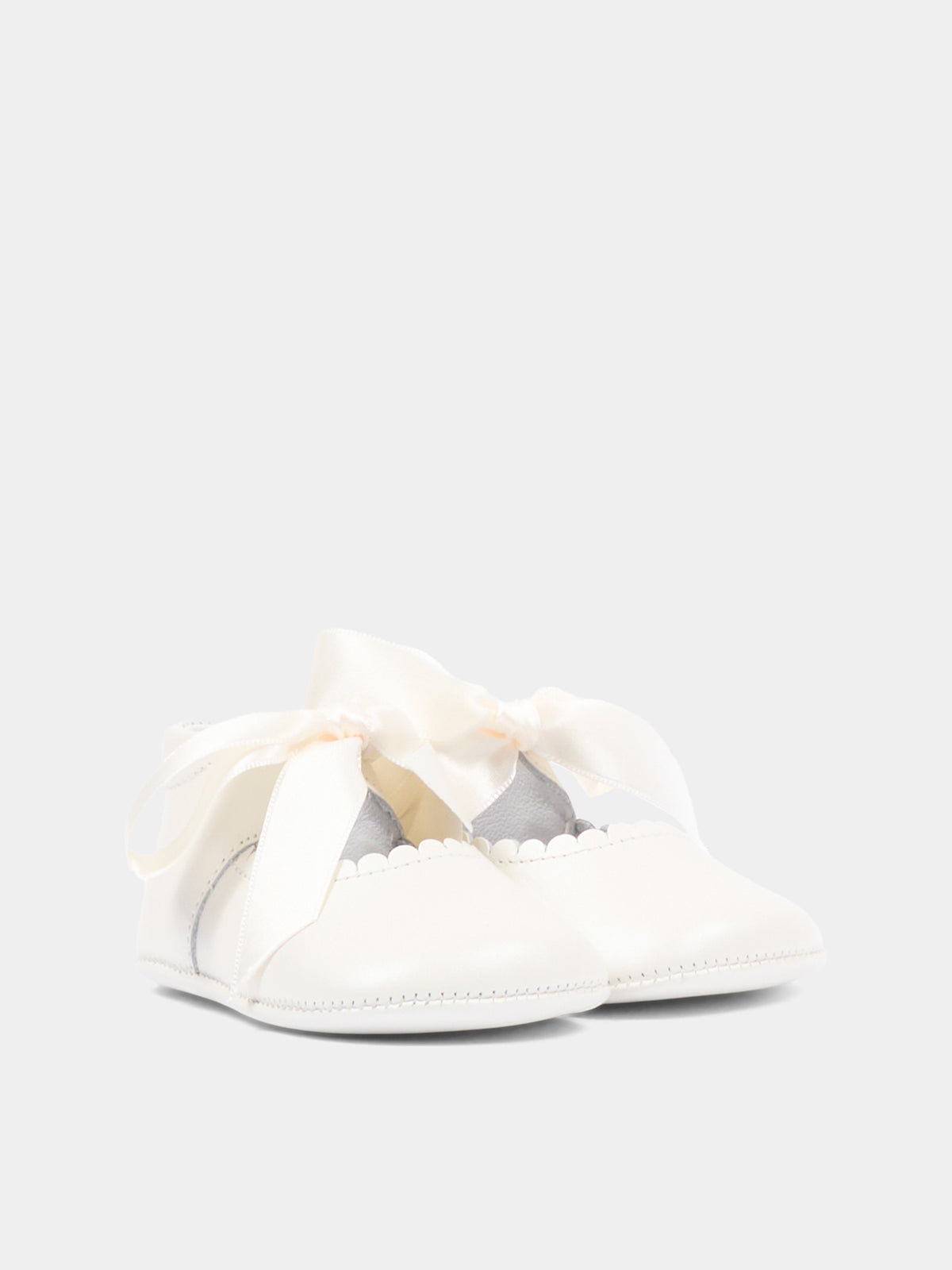 Ballerine avorio per neonata con fiocco,Pisamonas,0192 BEIGE