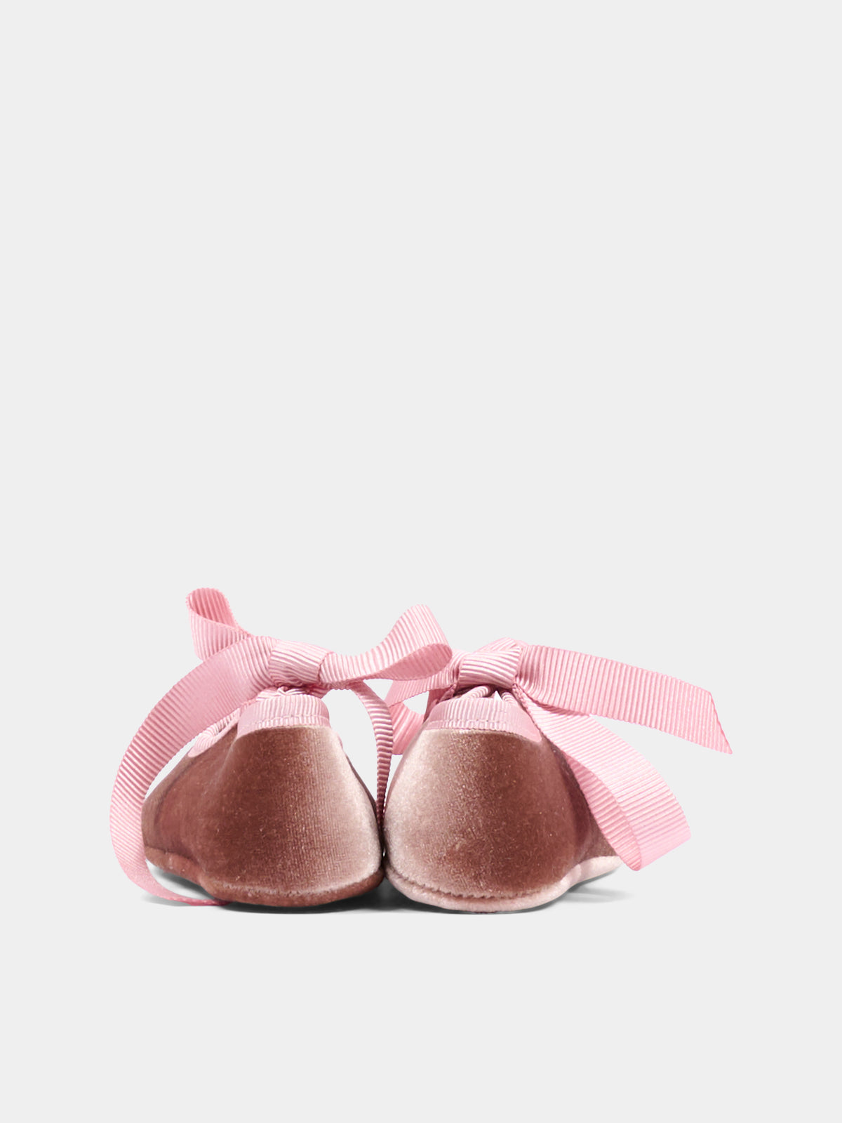 Ballerine rosa per neonata in velluto con fiocco,Pisamonas,1468 ROSA