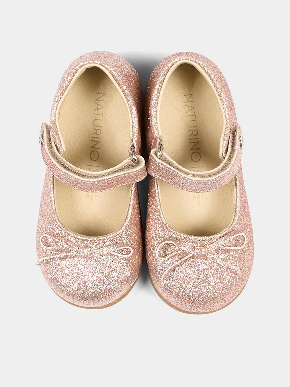 Ballerine rosa per neonata glitterate,Naturino,001 2012962 48 0M04